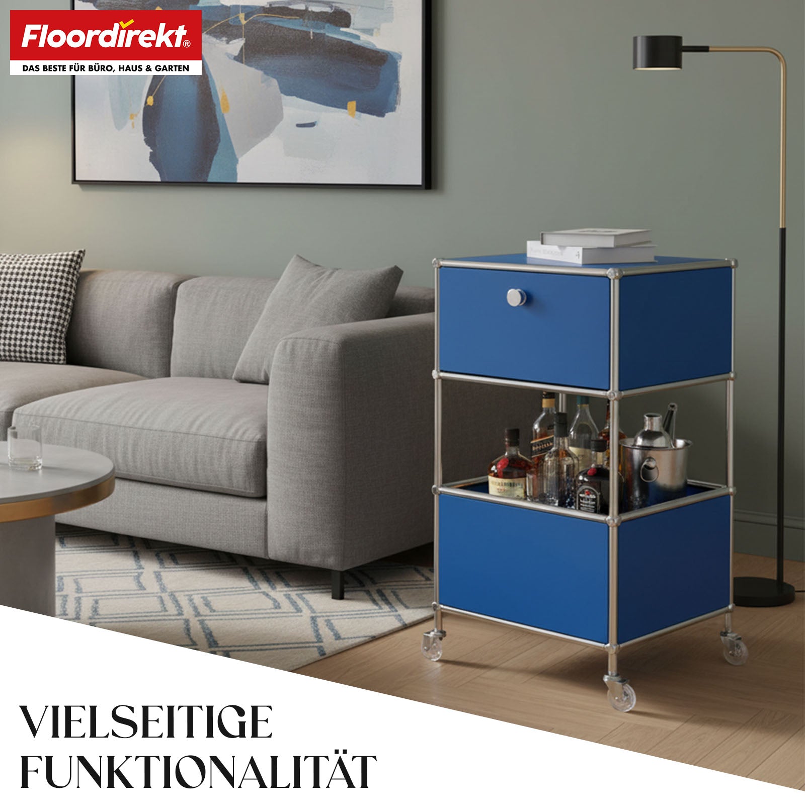 Metallregal | Concept Epure MK-145 | 3-stöckiger Rollcontainer mit Schublade & Ablagen | In mehreren Farben erhältlich