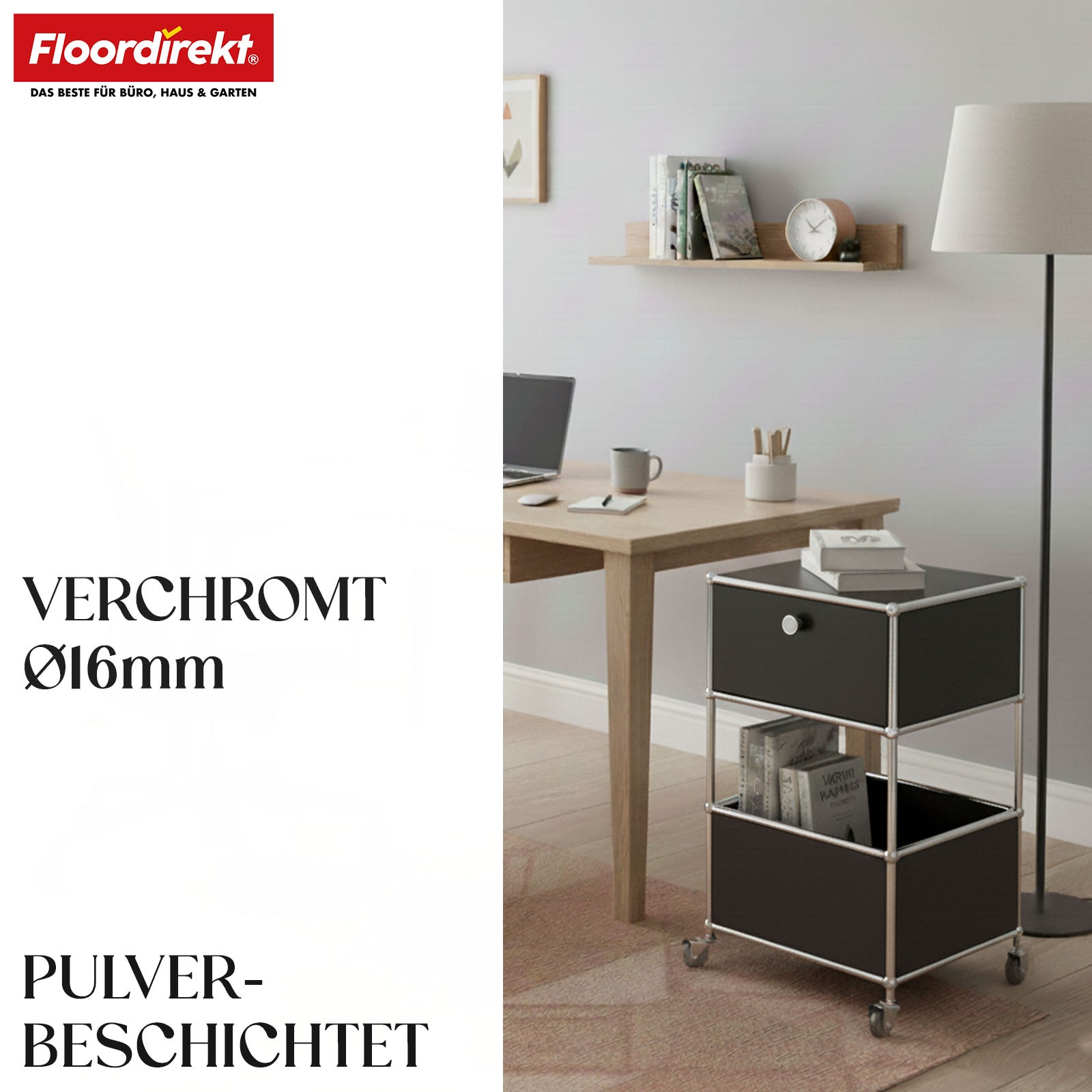 Metallregal | Concept Epure MK-145 | 3-stöckiger Rollcontainer mit Schublade & Ablagen | In mehreren Farben erhältlich