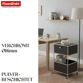 Metallregal | Concept Epure MK-145 | 3-stöckiger Rollcontainer mit Schublade & Ablagen | In mehreren Farben erhältlich
