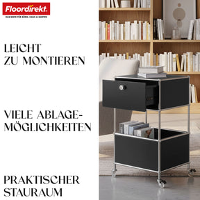Metallregal | Concept Epure MK-145 | 3-stöckiger Rollcontainer mit Schublade & Ablagen | In mehreren Farben erhältlich