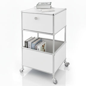 Metallregal | Concept Epure MK-145 | 3-stöckiger Rollcontainer mit Schublade & Ablagen | In mehreren Farben erhältlich