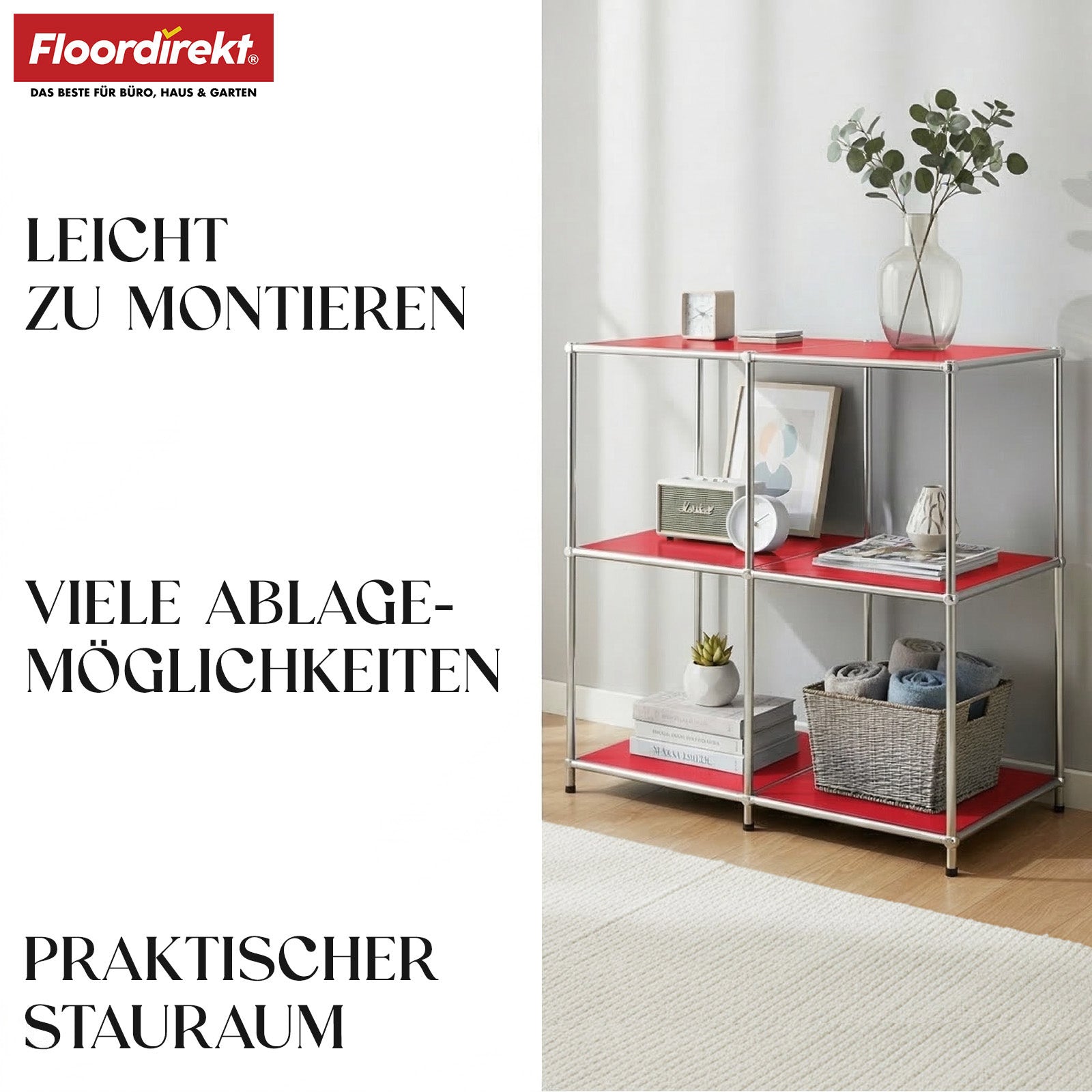 Metallregal | Concept Epure MK-027 | Offenes 3-stöckiges Sideboard & Ablageregal | In mehreren Farben erhältlich