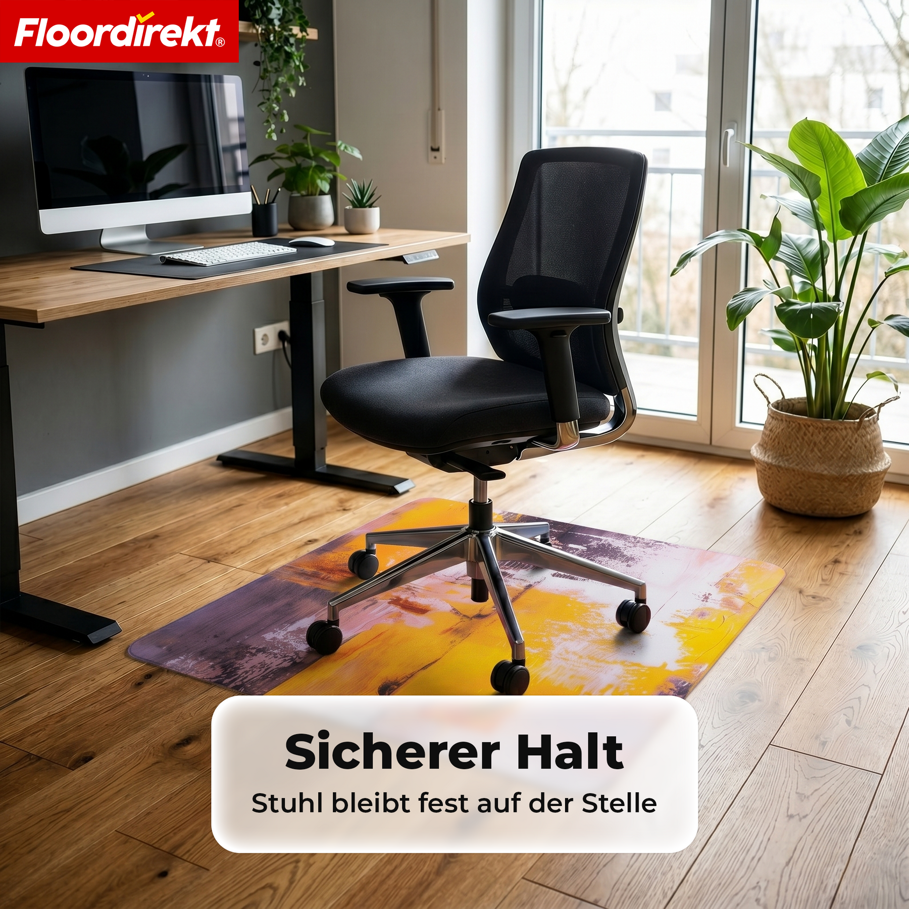 Design Bodenschutzmatte | Robuste Bürostuhlunterlage aus Spezial-PVC für Büro & Homeoffice | 80 x 118 cm