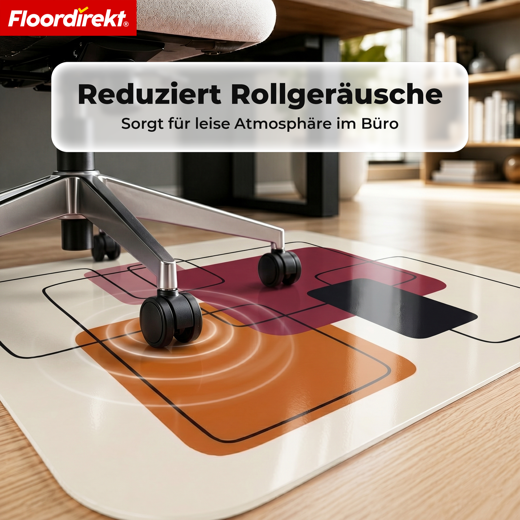 Design Bodenschutzmatte | Robuste Bürostuhlunterlage aus Spezial-PVC für Büro & Homeoffice | 80 x 118 cm