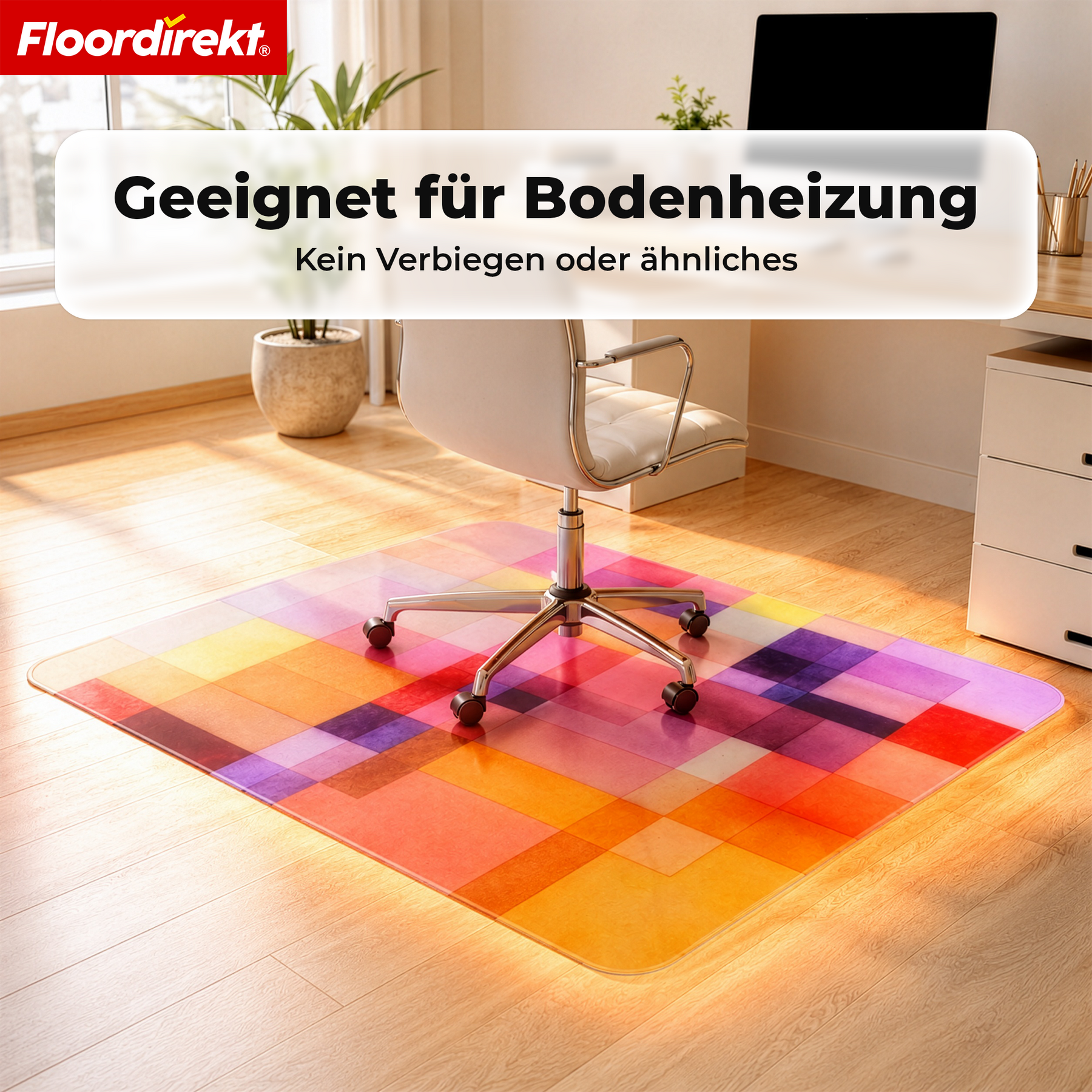 Design Bodenschutzmatte | Robuste Bürostuhlunterlage aus Spezial-PVC für Büro & Homeoffice | 80 x 118 cm