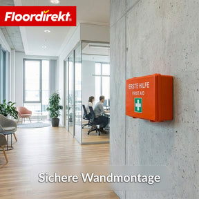Erste-Hilfe-Koffer | DIN 13157:2021 | Verbandskasten mit Wandhalterung & ISO-Aufklebern
