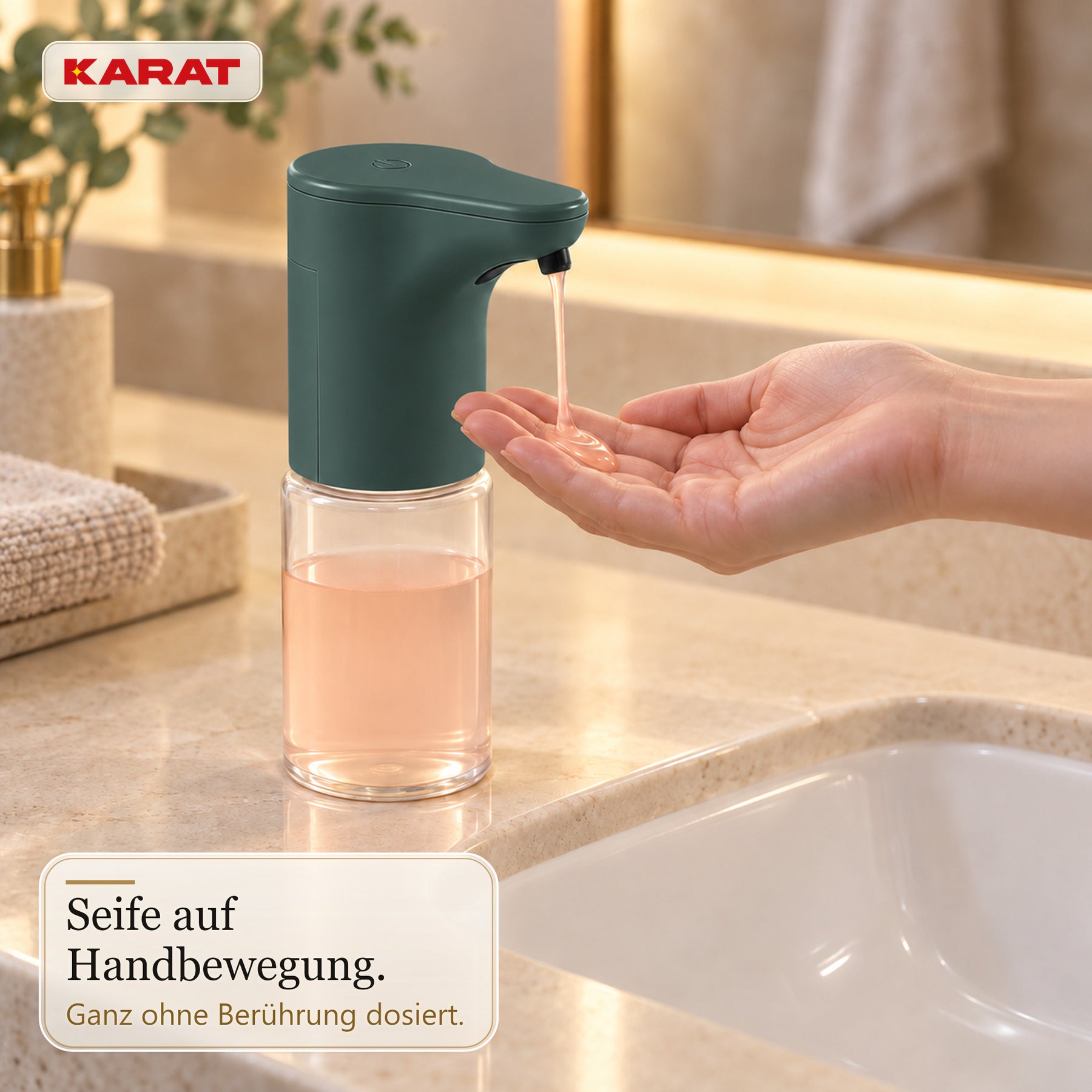 Automatischer Flüssigseifenspender | Elara | Berührungsloser Sensorspender für Flüssigseife | 300 ml | 5 Farben