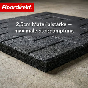 Fallschutzmatte | Paving Tile | 50x50 cm 25 mm | Gummiplatte in Pflasterstein-Optik | Terrasse, Garten & Außenbereich