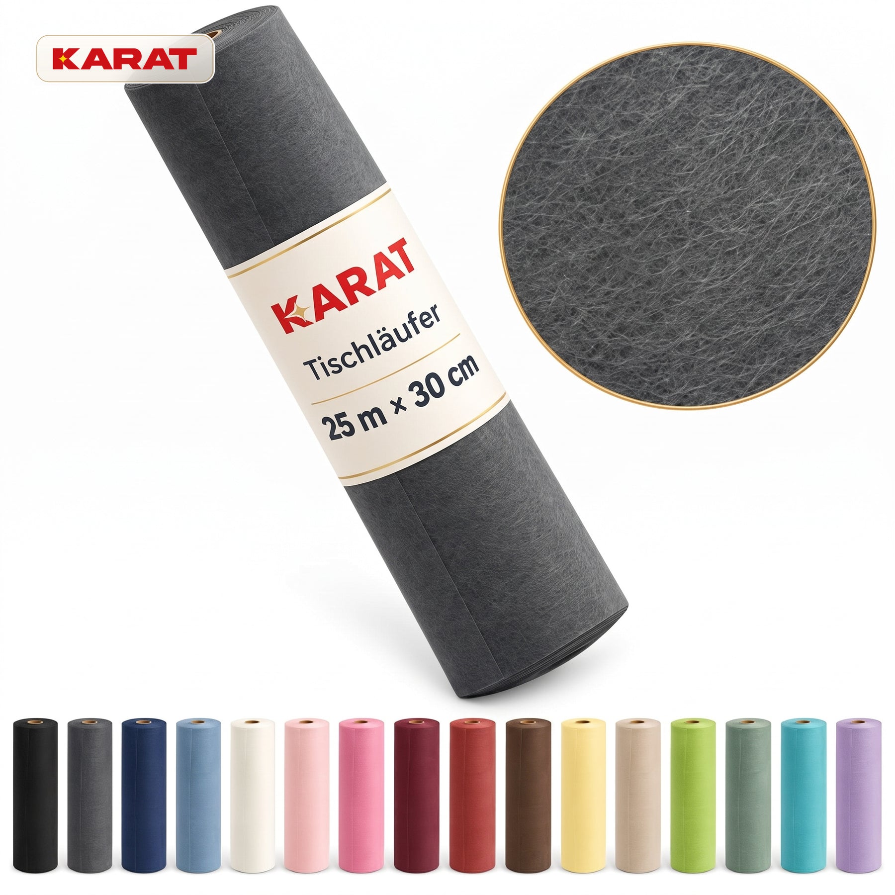 Tischläufer | Grace | Mattes Dekovlies aus PET-Fasern | 30 cm x 25 m Rolle | 16 Farben