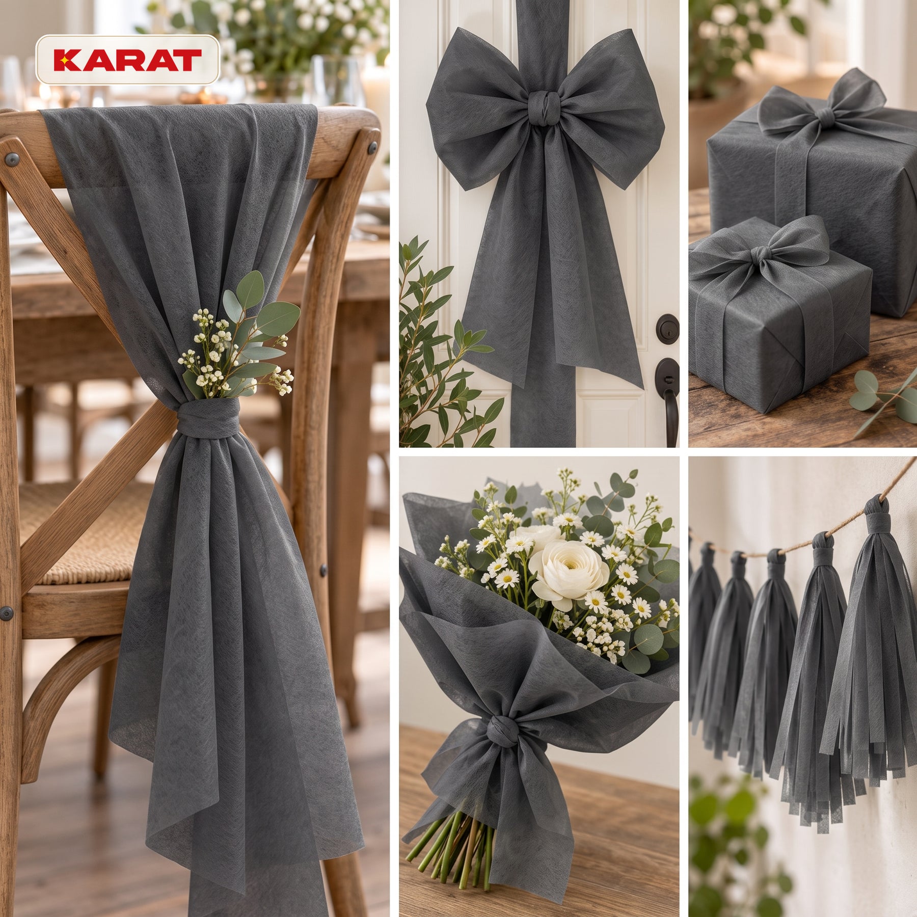 Tischläufer | Grace | Mattes Dekovlies aus PET-Fasern | 30 cm x 25 m Rolle | 16 Farben