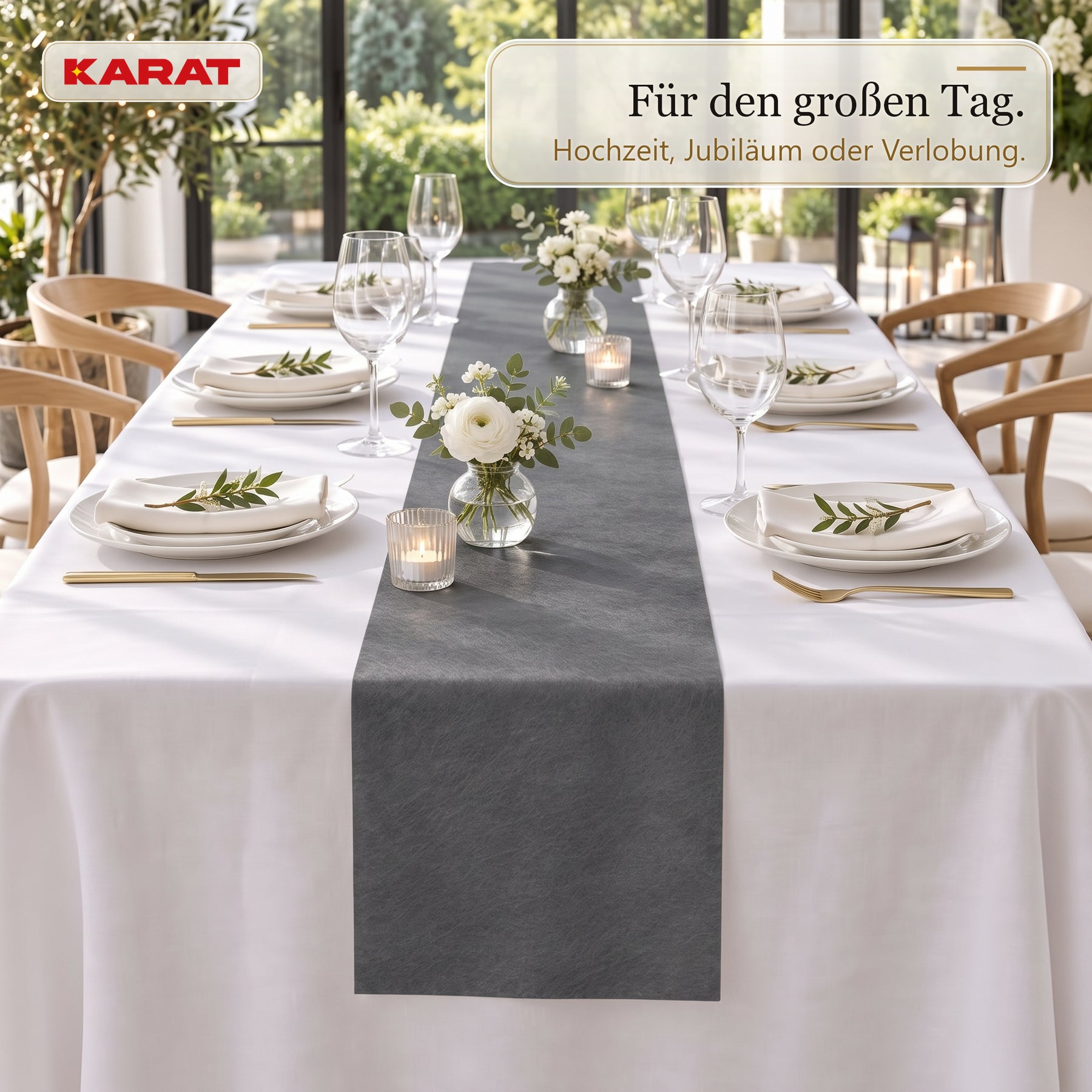 Tischläufer | Grace | Mattes Dekovlies aus PET-Fasern | 30 cm x 25 m Rolle | 16 Farben
