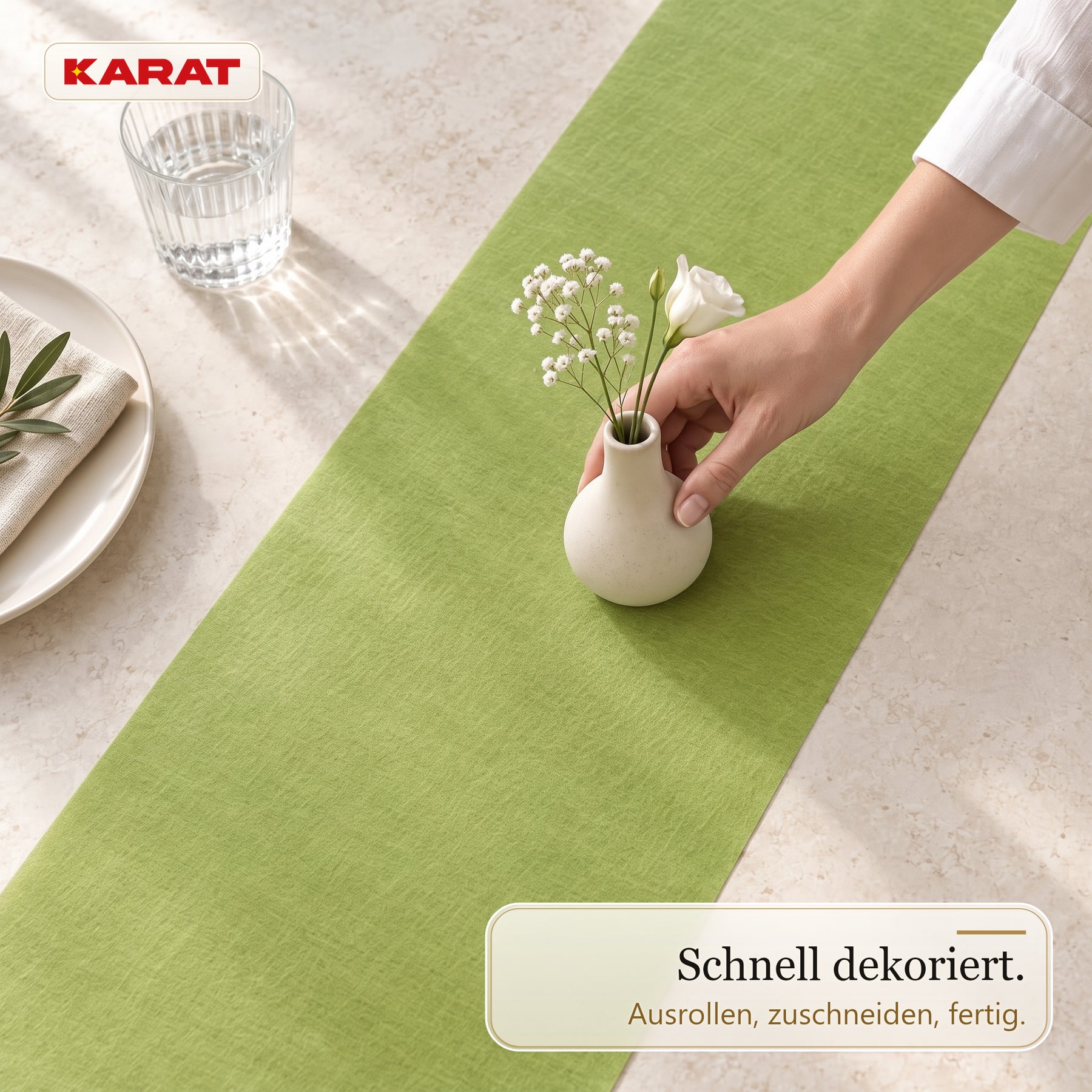 Tischläufer | Grace | Mattes Dekovlies aus PET-Fasern | 30 cm x 25 m Rolle | 16 Farben