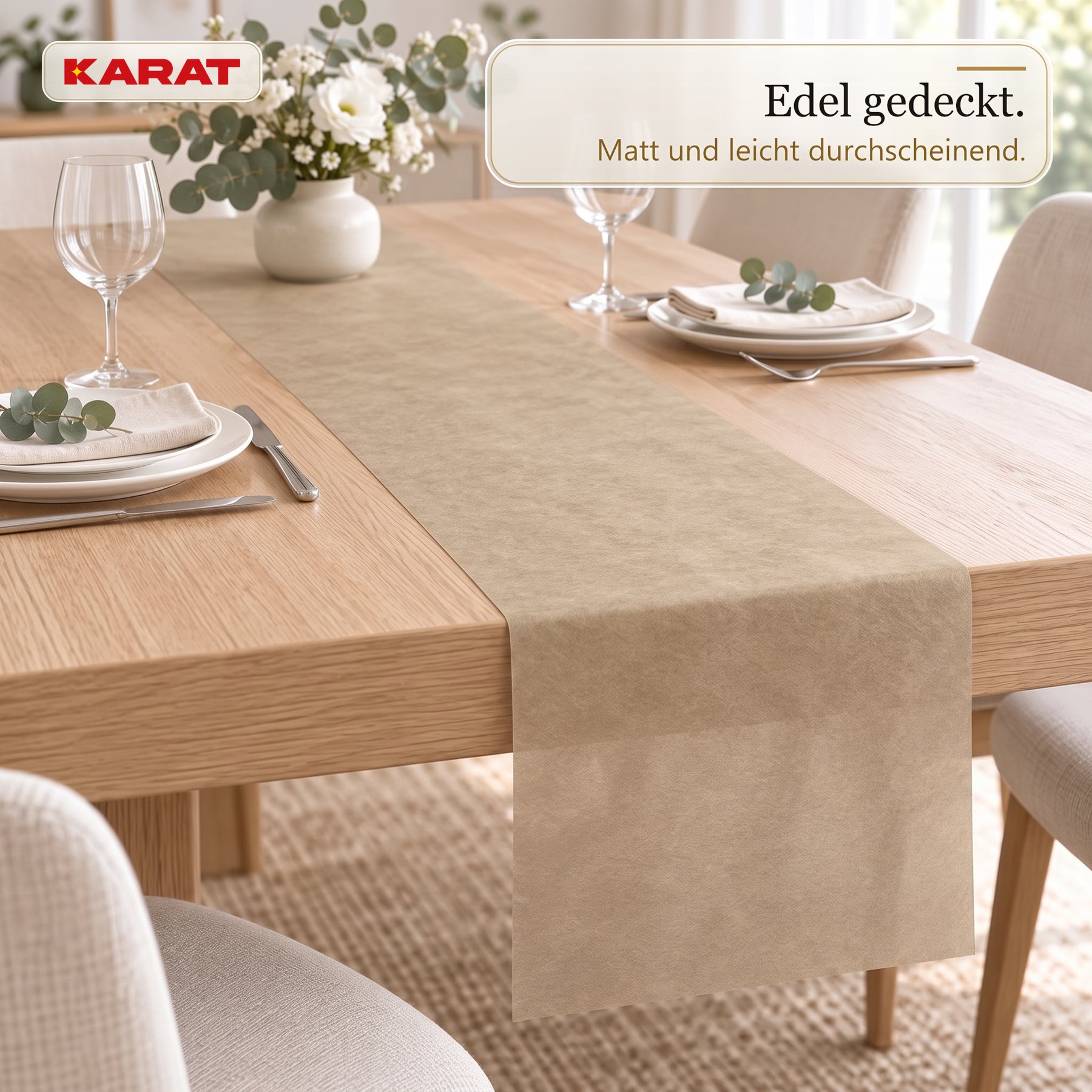 Tischläufer | Grace | Mattes Dekovlies aus PET-Fasern | 30 cm x 25 m Rolle | 16 Farben
