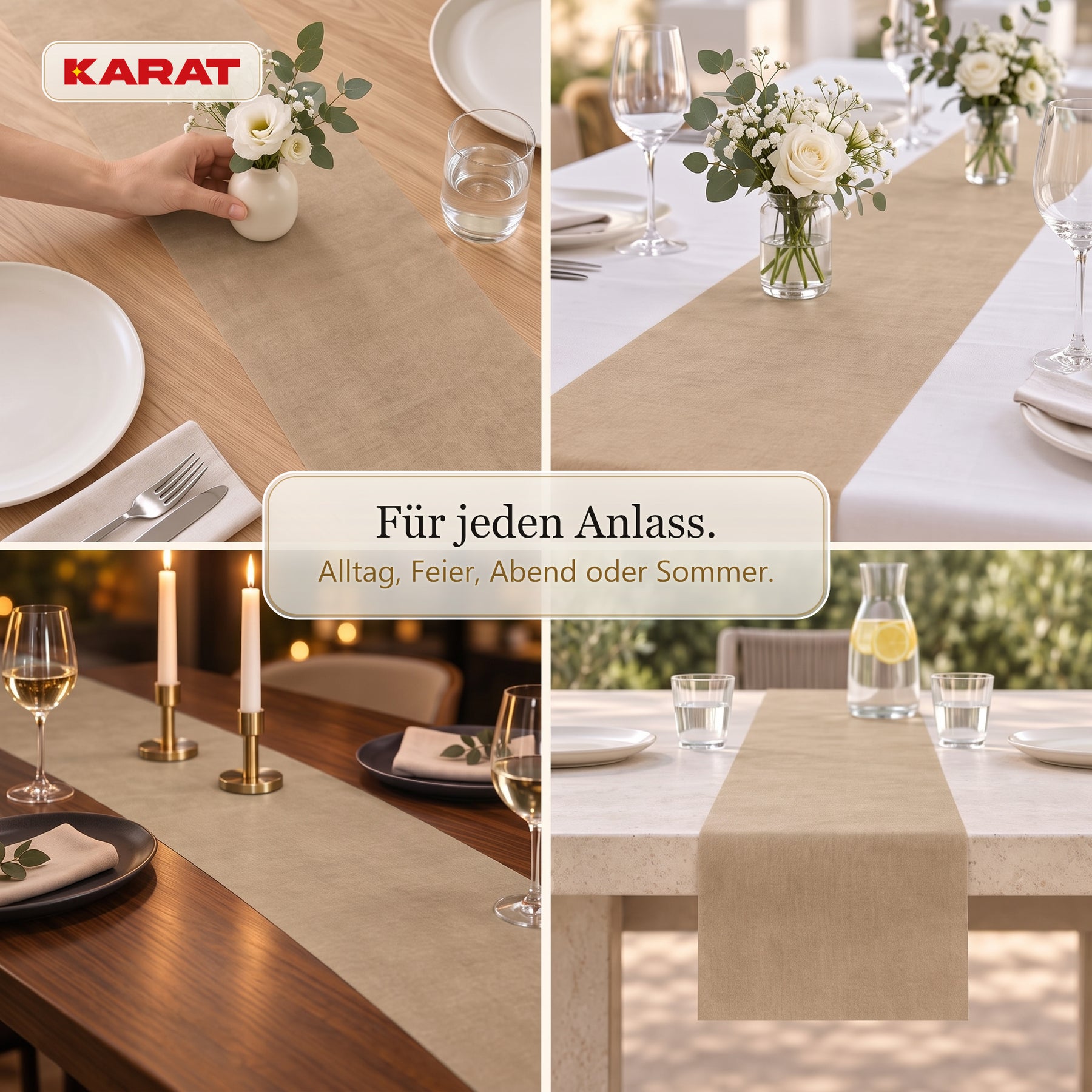Tischläufer | Grace | Mattes Dekovlies aus PET-Fasern | 30 cm x 25 m Rolle | 16 Farben