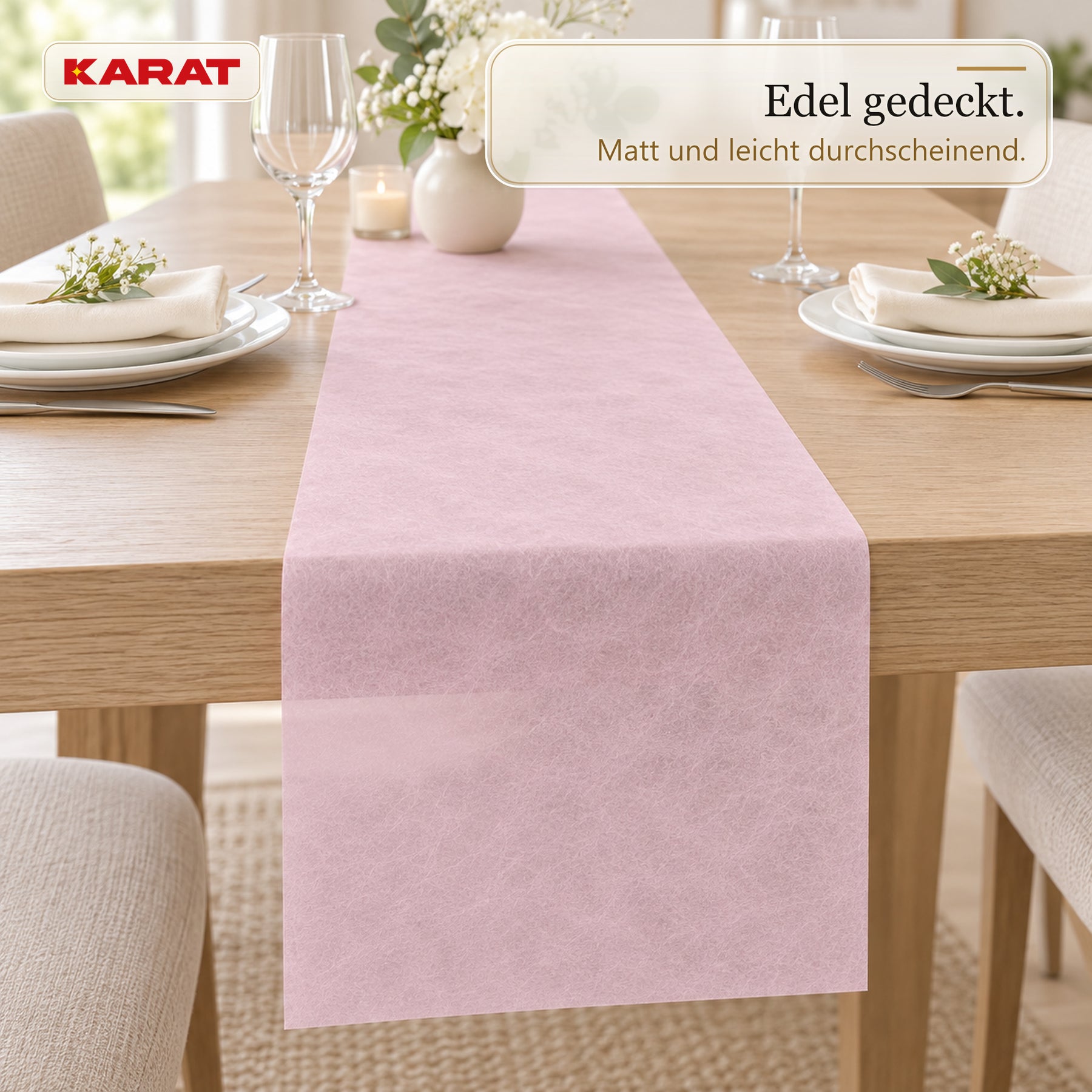 Tischläufer | Grace | Mattes Dekovlies aus PET-Fasern | 30 cm x 25 m Rolle | 16 Farben