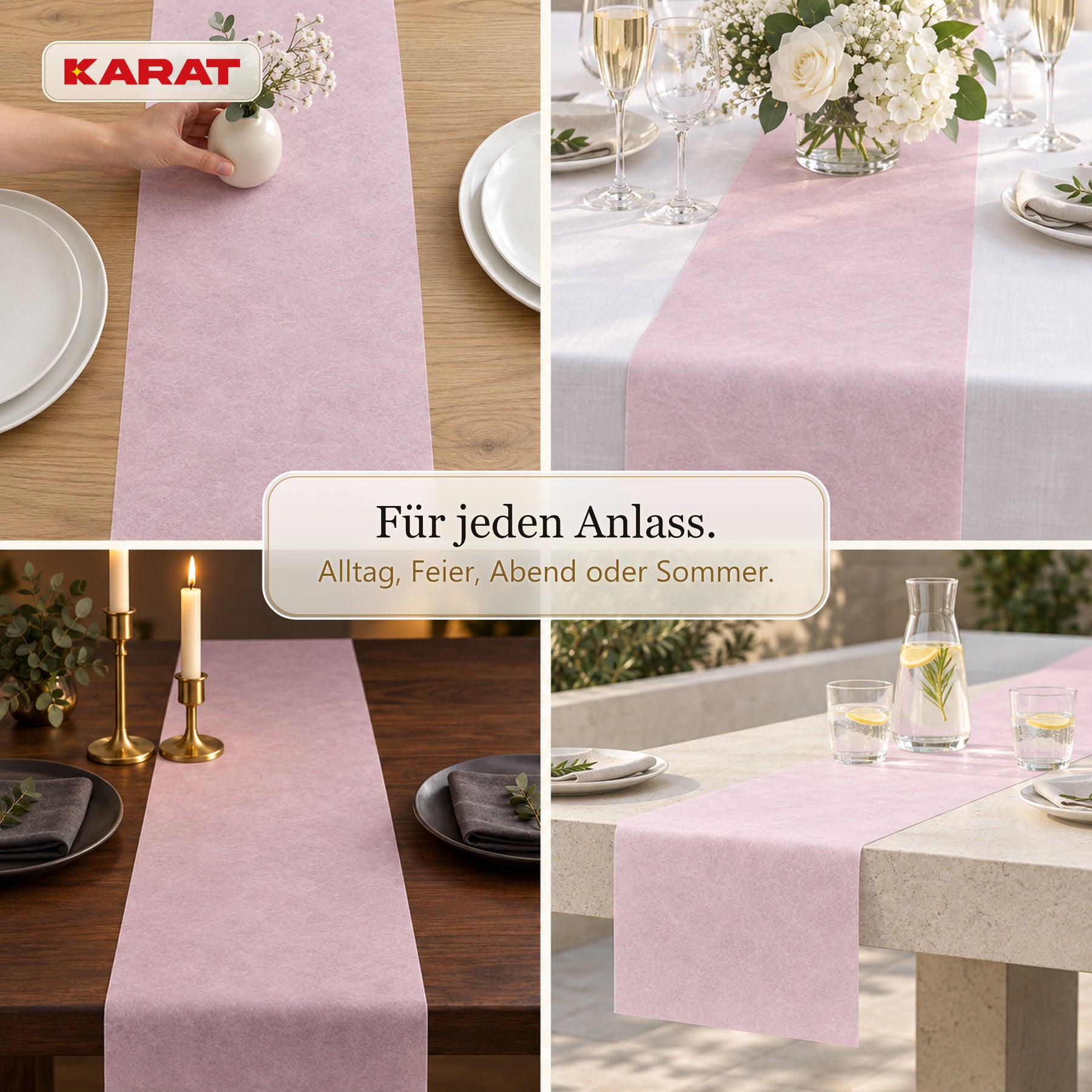 Tischläufer | Grace | Mattes Dekovlies aus PET-Fasern | 30 cm x 25 m Rolle | 16 Farben