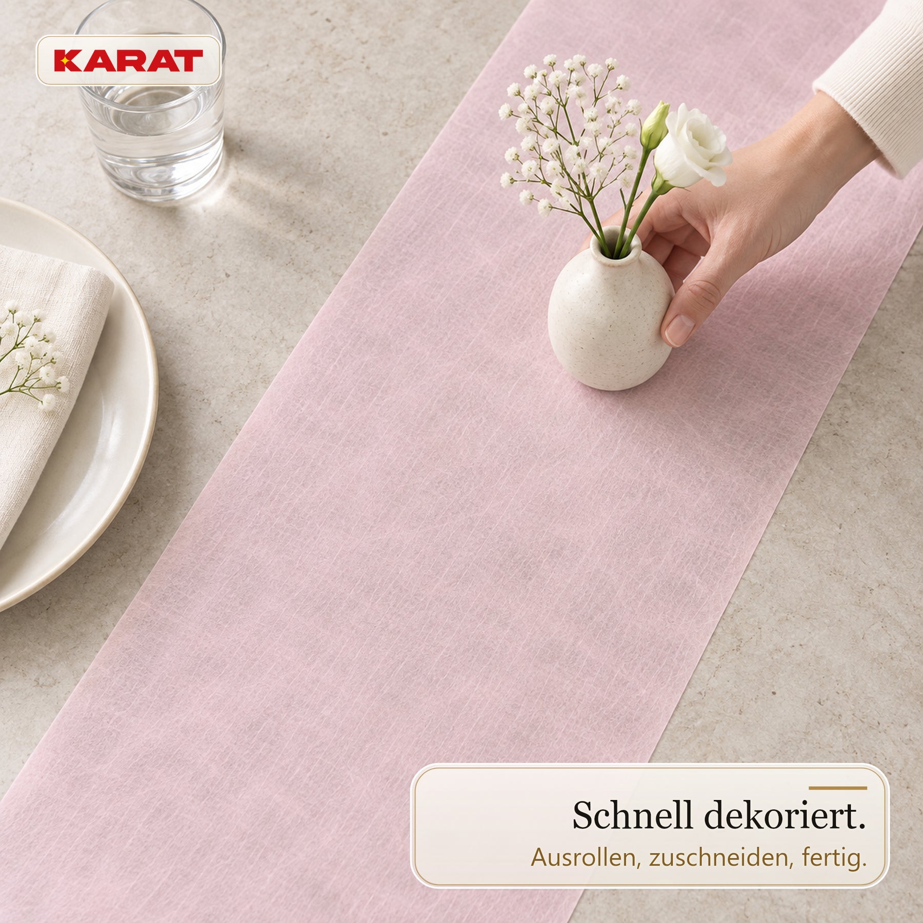 Tischläufer | Grace | Mattes Dekovlies aus PET-Fasern | 30 cm x 25 m Rolle | 16 Farben
