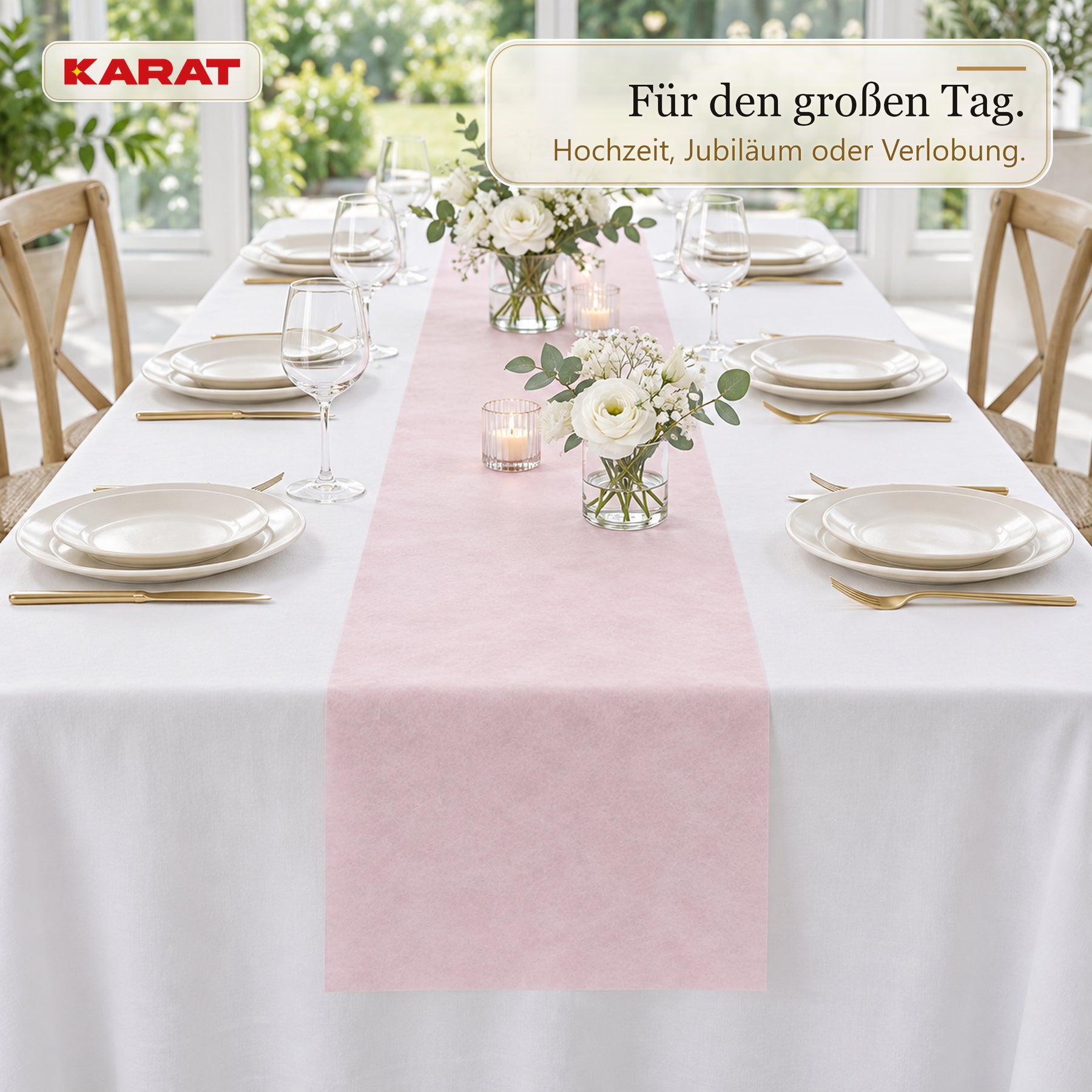 Tischläufer | Grace | Mattes Dekovlies aus PET-Fasern | 30 cm x 25 m Rolle | 16 Farben