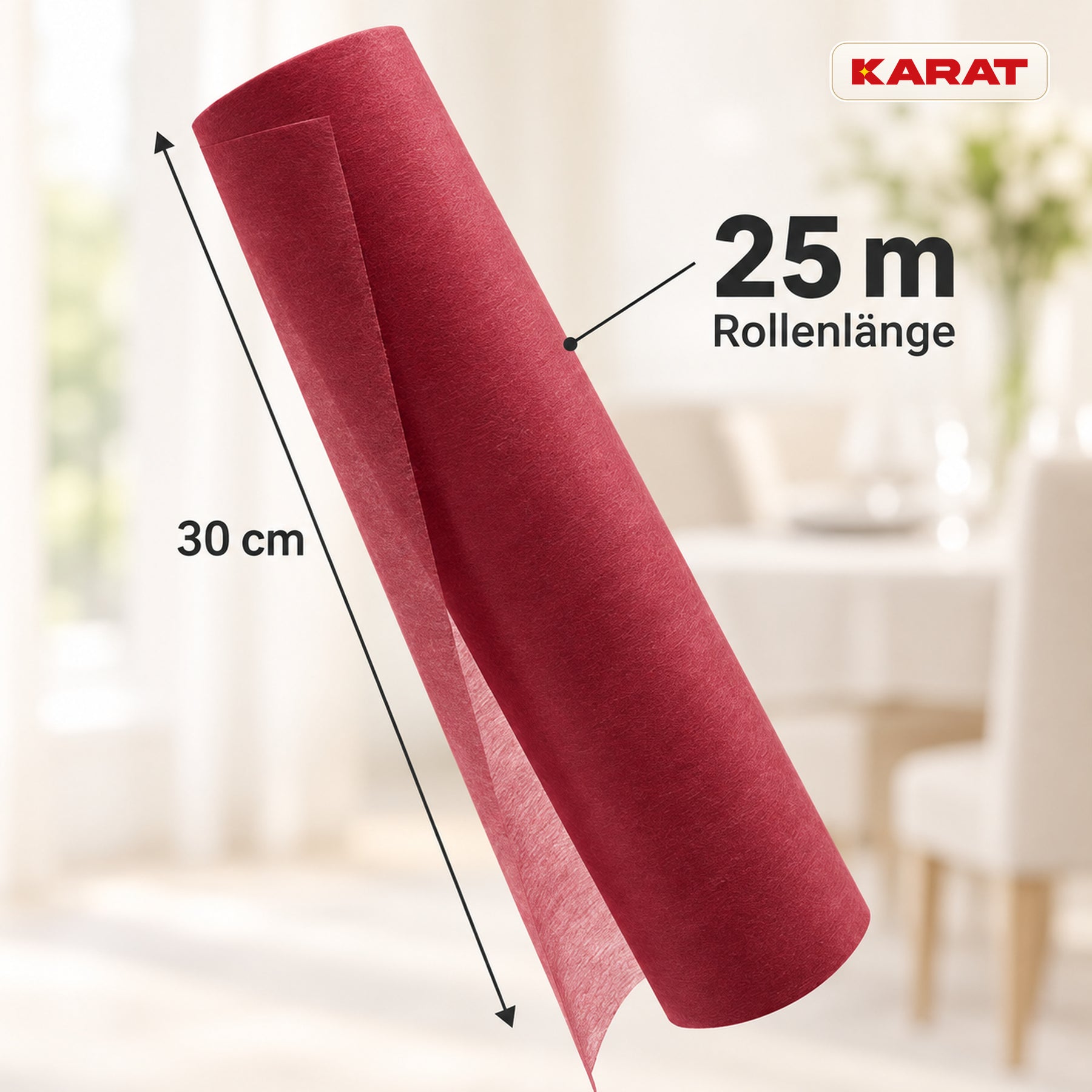 Tischläufer | Grace | Mattes Dekovlies aus PET-Fasern | 30 cm x 25 m Rolle | 16 Farben