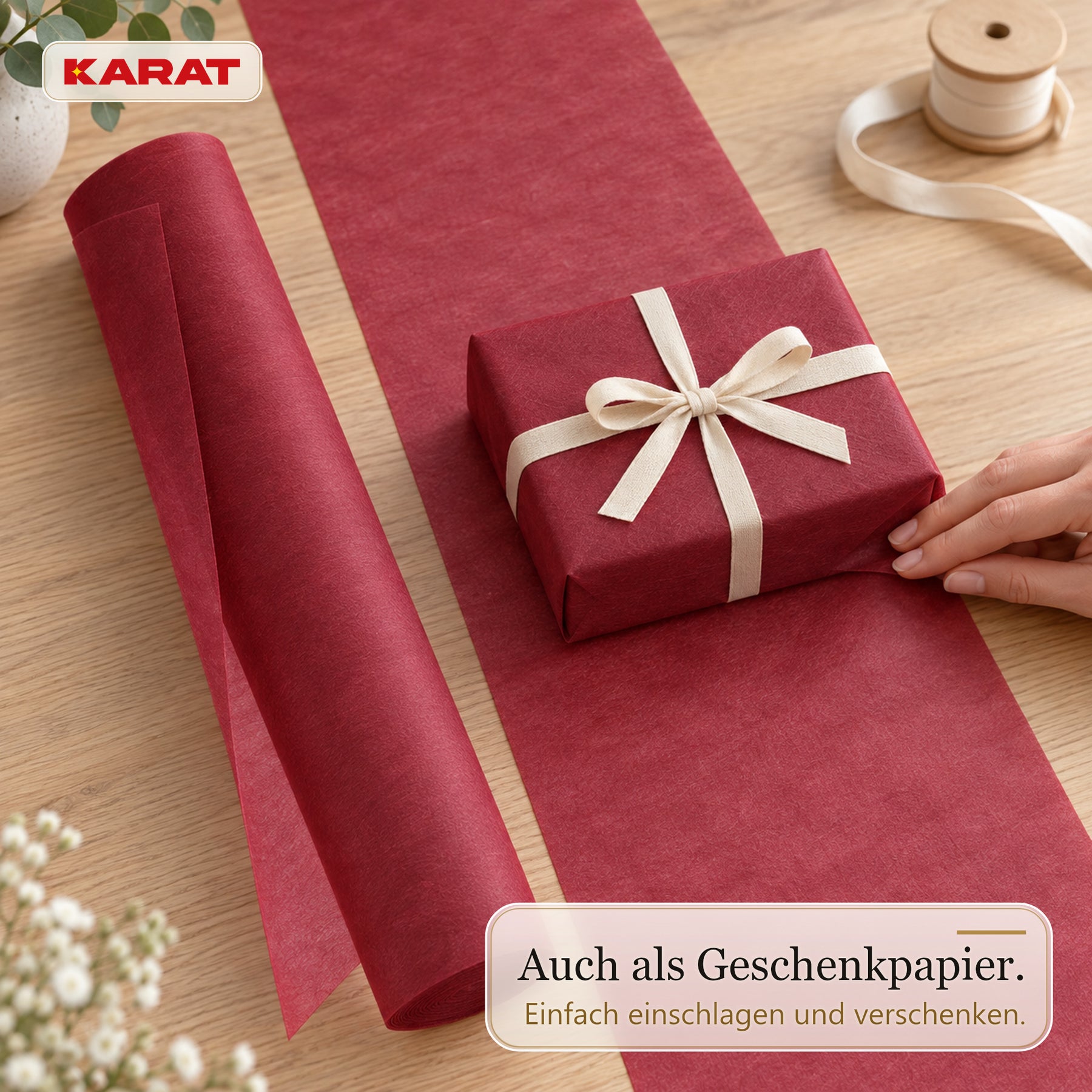 Tischläufer | Grace | Mattes Dekovlies aus PET-Fasern | 30 cm x 25 m Rolle | 16 Farben