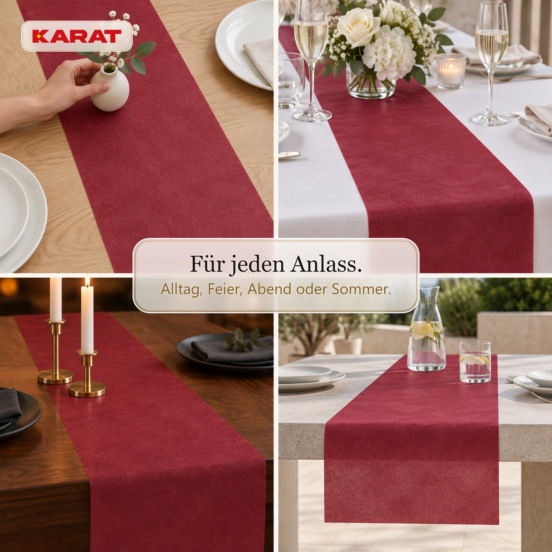 Tischläufer | Grace | Mattes Dekovlies aus PET-Fasern | 30 cm x 25 m Rolle | 16 Farben