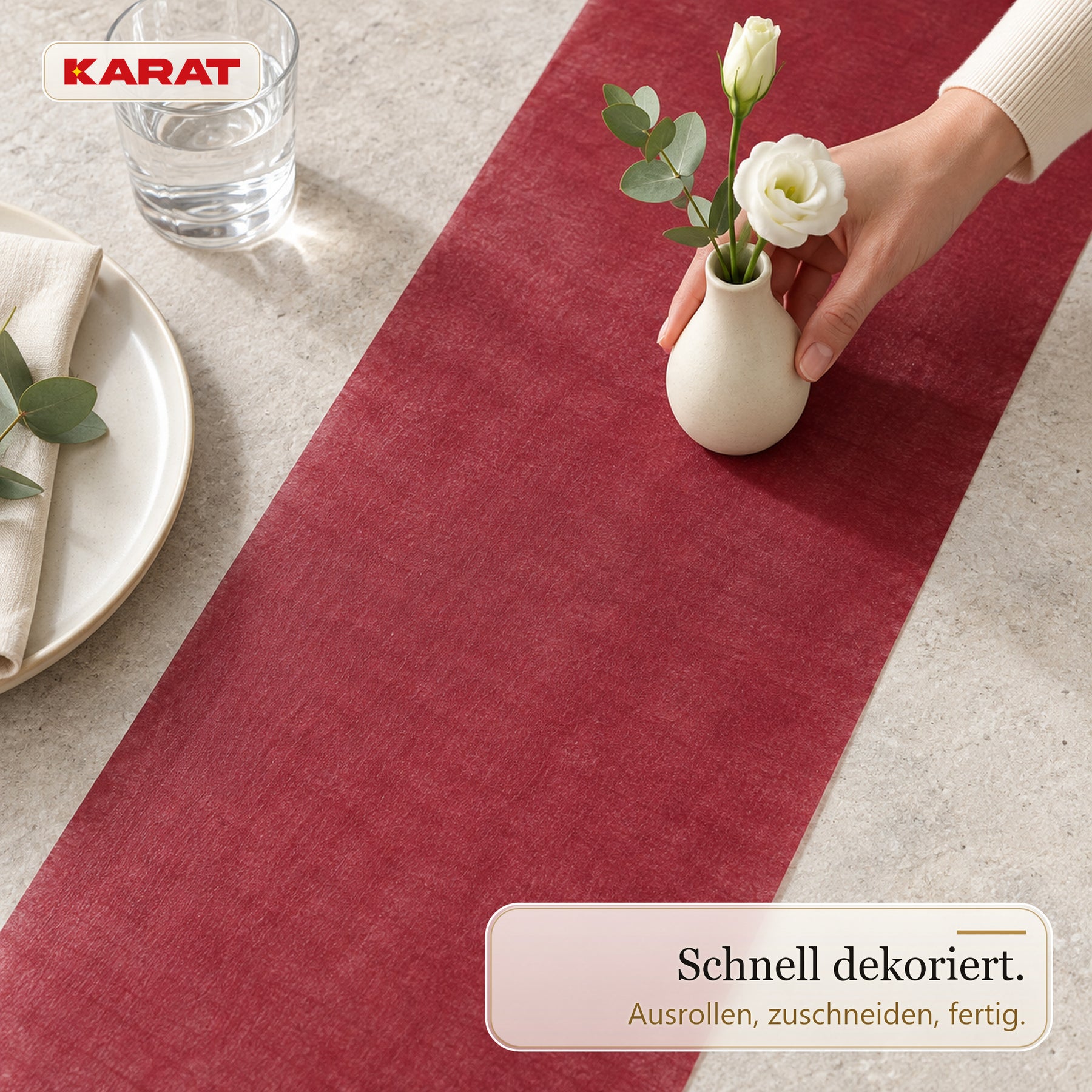 Tischläufer | Grace | Mattes Dekovlies aus PET-Fasern | 30 cm x 25 m Rolle | 16 Farben