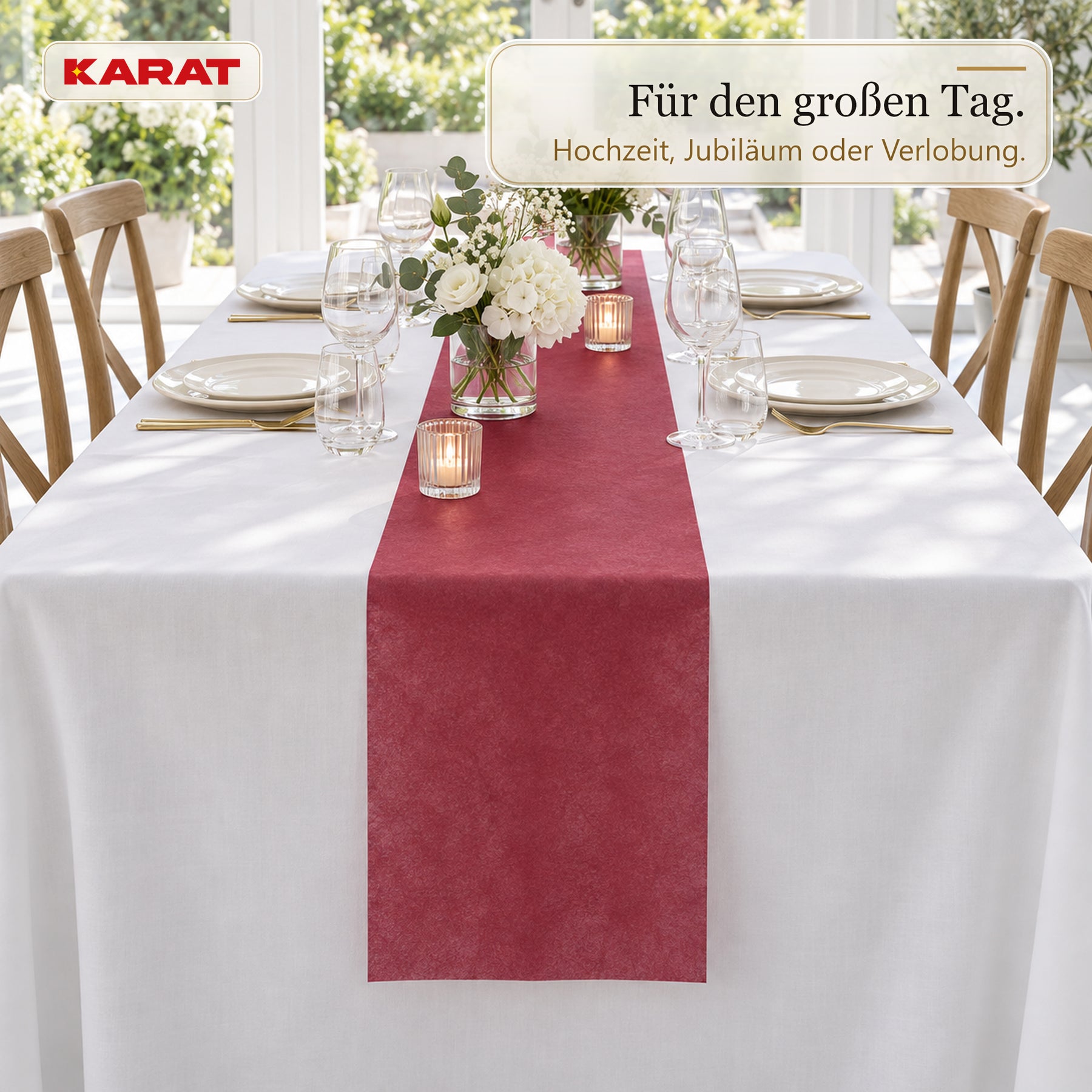 Tischläufer | Grace | Mattes Dekovlies aus PET-Fasern | 30 cm x 25 m Rolle | 16 Farben