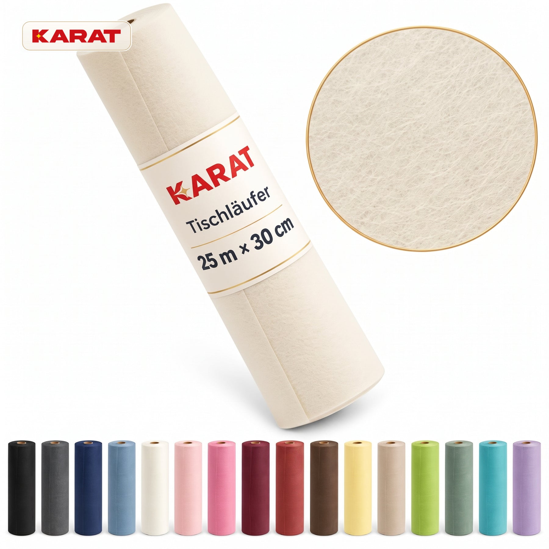 Tischläufer | Grace | Mattes Dekovlies aus PET-Fasern | 30 cm x 25 m Rolle | 16 Farben