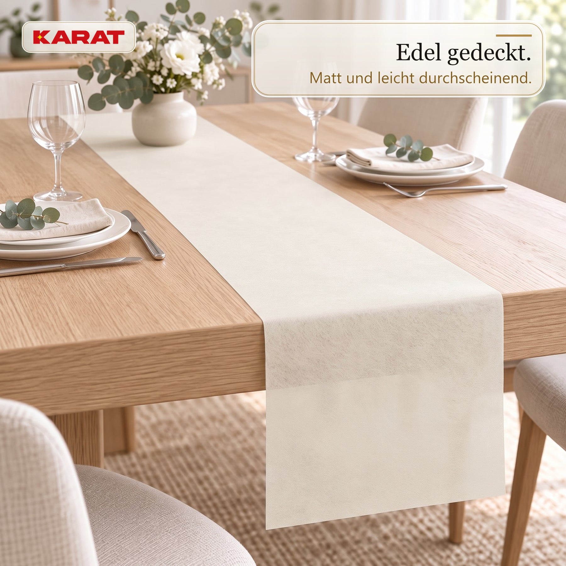 Tischläufer | Grace | Mattes Dekovlies aus PET-Fasern | 30 cm x 25 m Rolle | 16 Farben