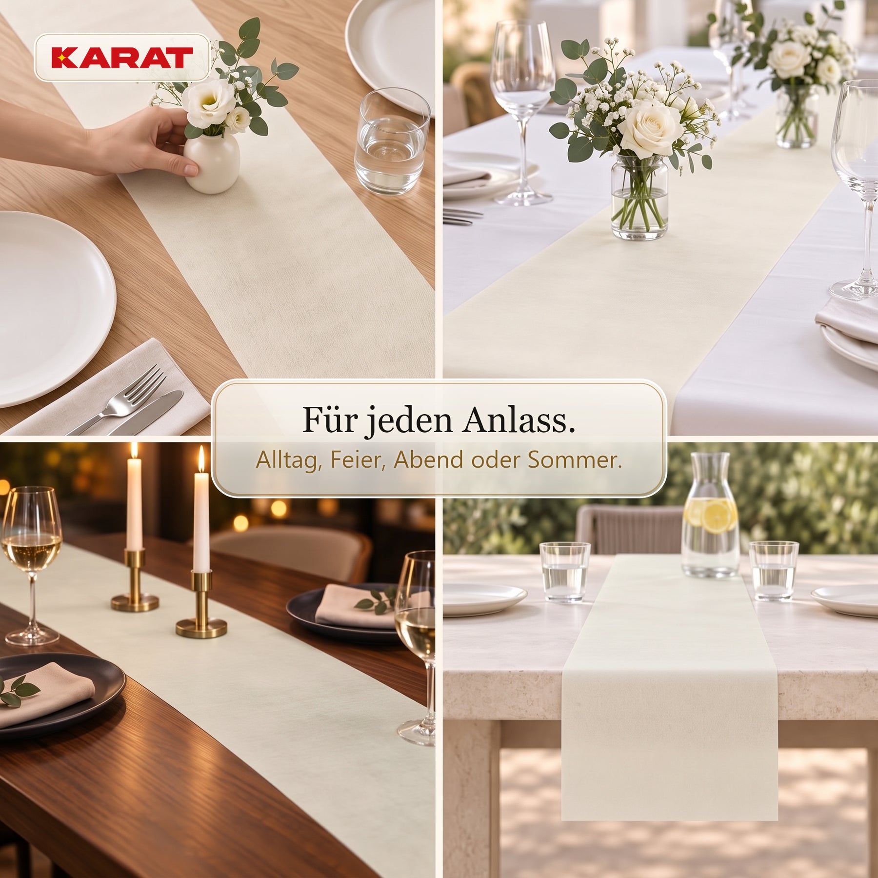 Tischläufer | Grace | Mattes Dekovlies aus PET-Fasern | 30 cm x 25 m Rolle | 16 Farben