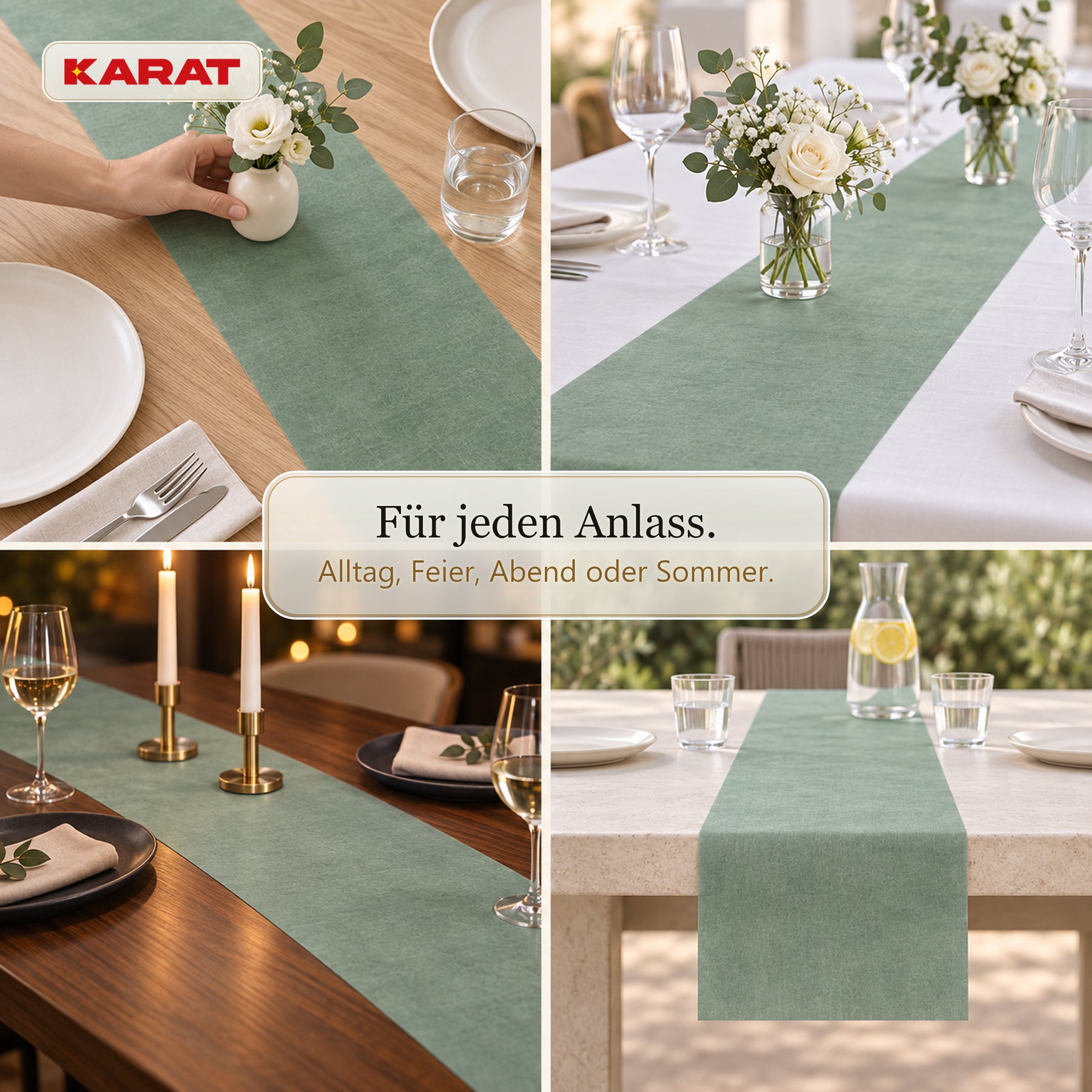 Tischläufer | Grace | Mattes Dekovlies aus PET-Fasern | 30 cm x 25 m Rolle | 16 Farben