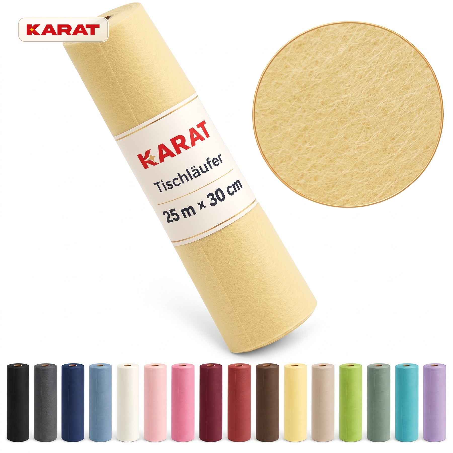 Tischläufer | Grace | Mattes Dekovlies aus PET-Fasern | 30 cm x 25 m Rolle | 16 Farben