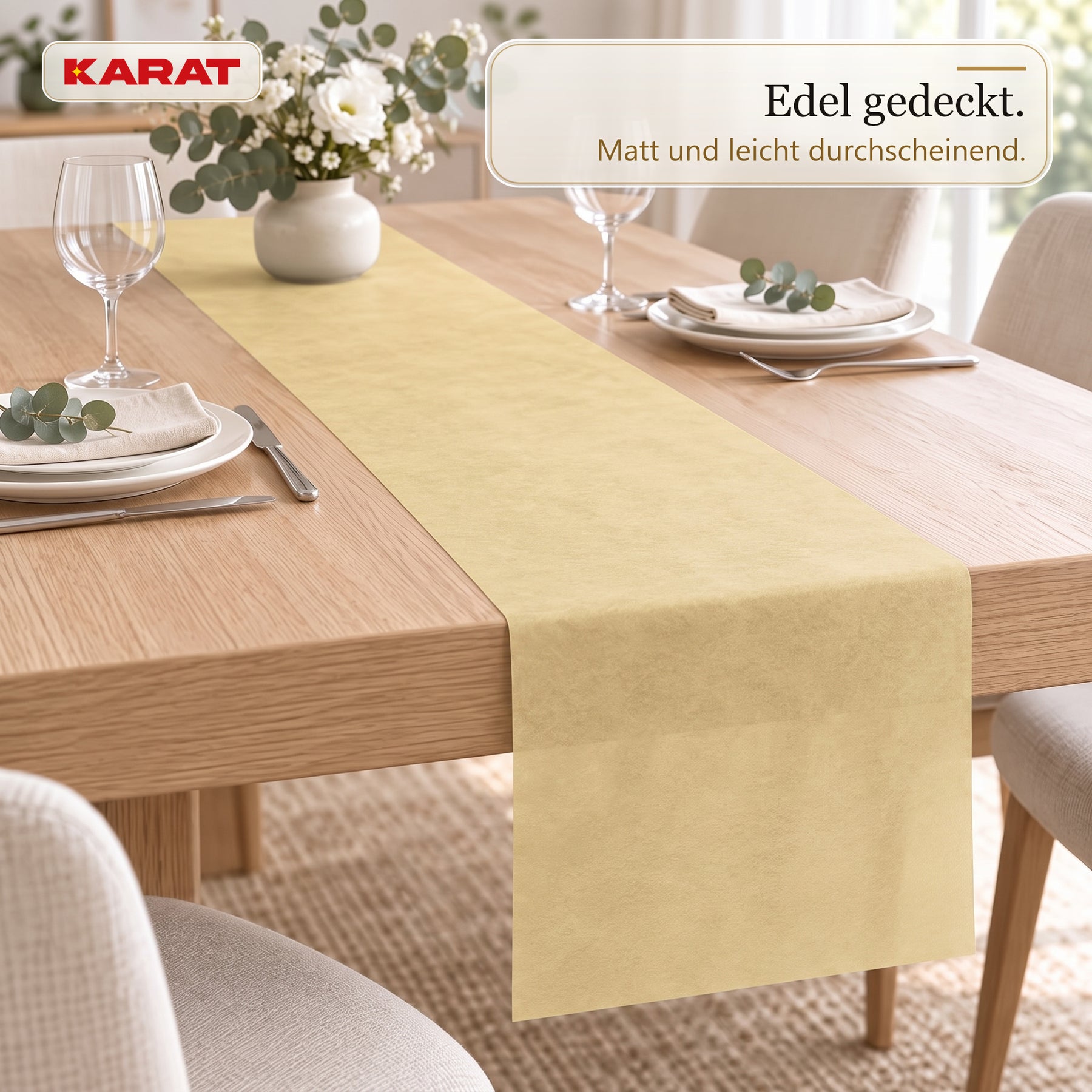Tischläufer | Grace | Mattes Dekovlies aus PET-Fasern | 30 cm x 25 m Rolle | 16 Farben