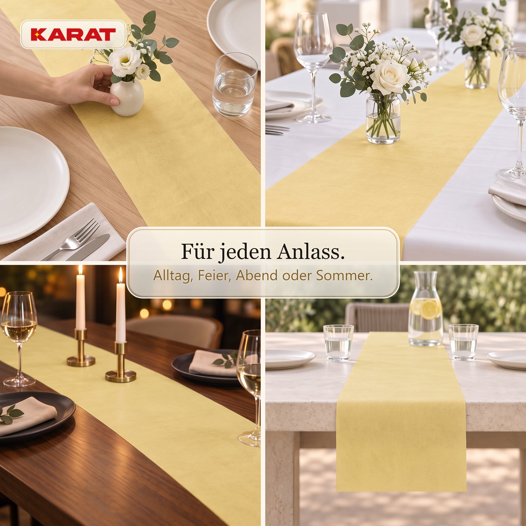 Tischläufer | Grace | Mattes Dekovlies aus PET-Fasern | 30 cm x 25 m Rolle | 16 Farben