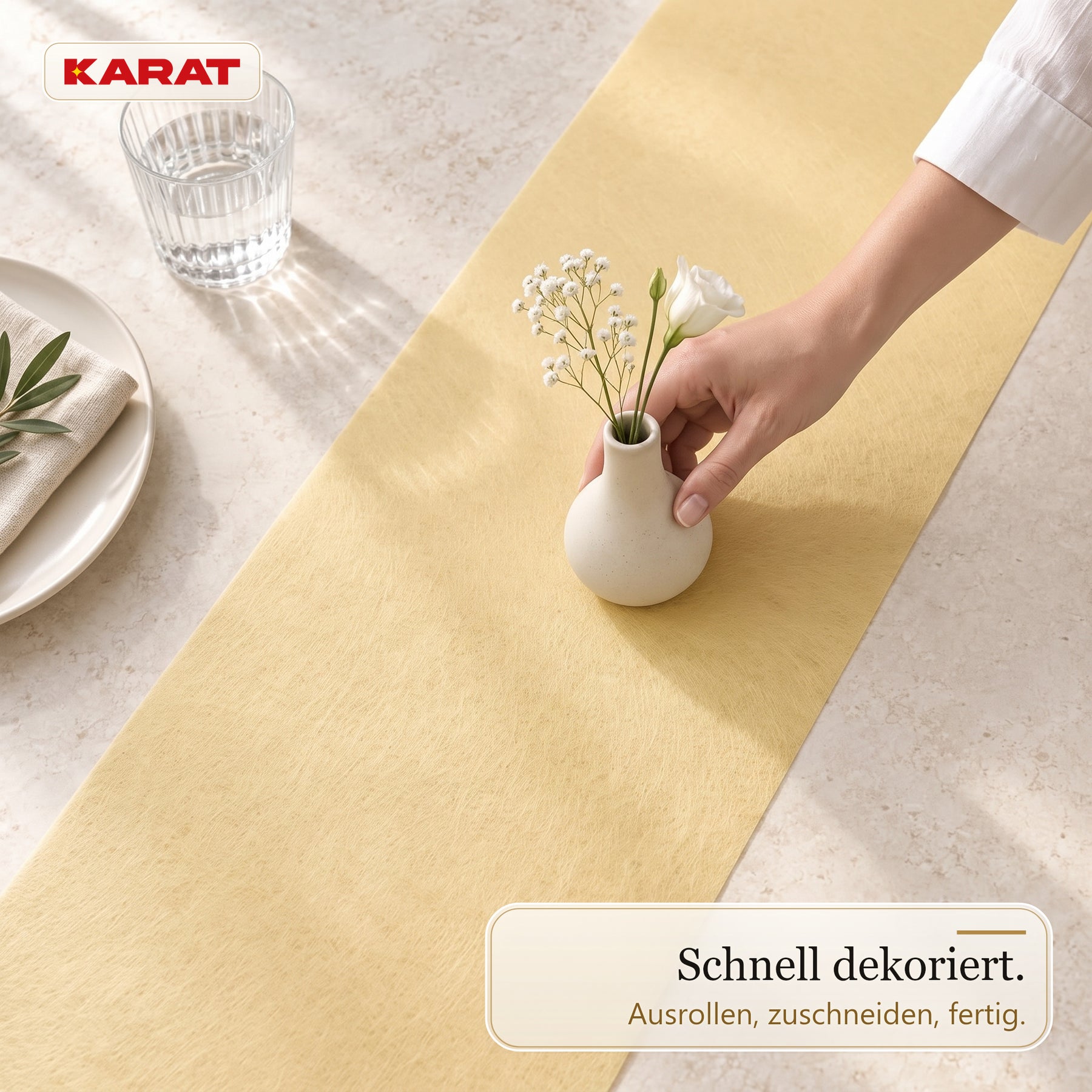 Tischläufer | Grace | Mattes Dekovlies aus PET-Fasern | 30 cm x 25 m Rolle | 16 Farben