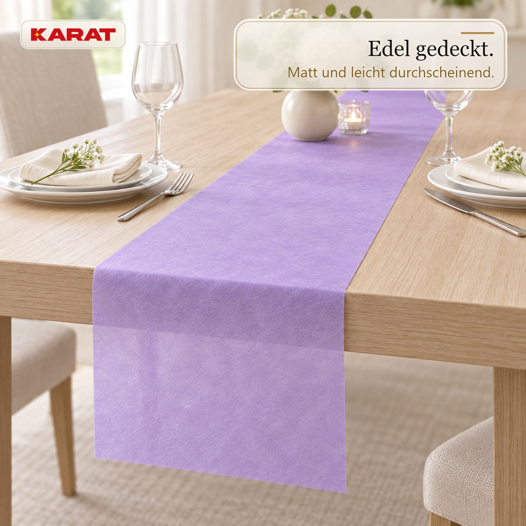 Tischläufer | Grace | Mattes Dekovlies aus PET-Fasern | 30 cm x 25 m Rolle | 16 Farben