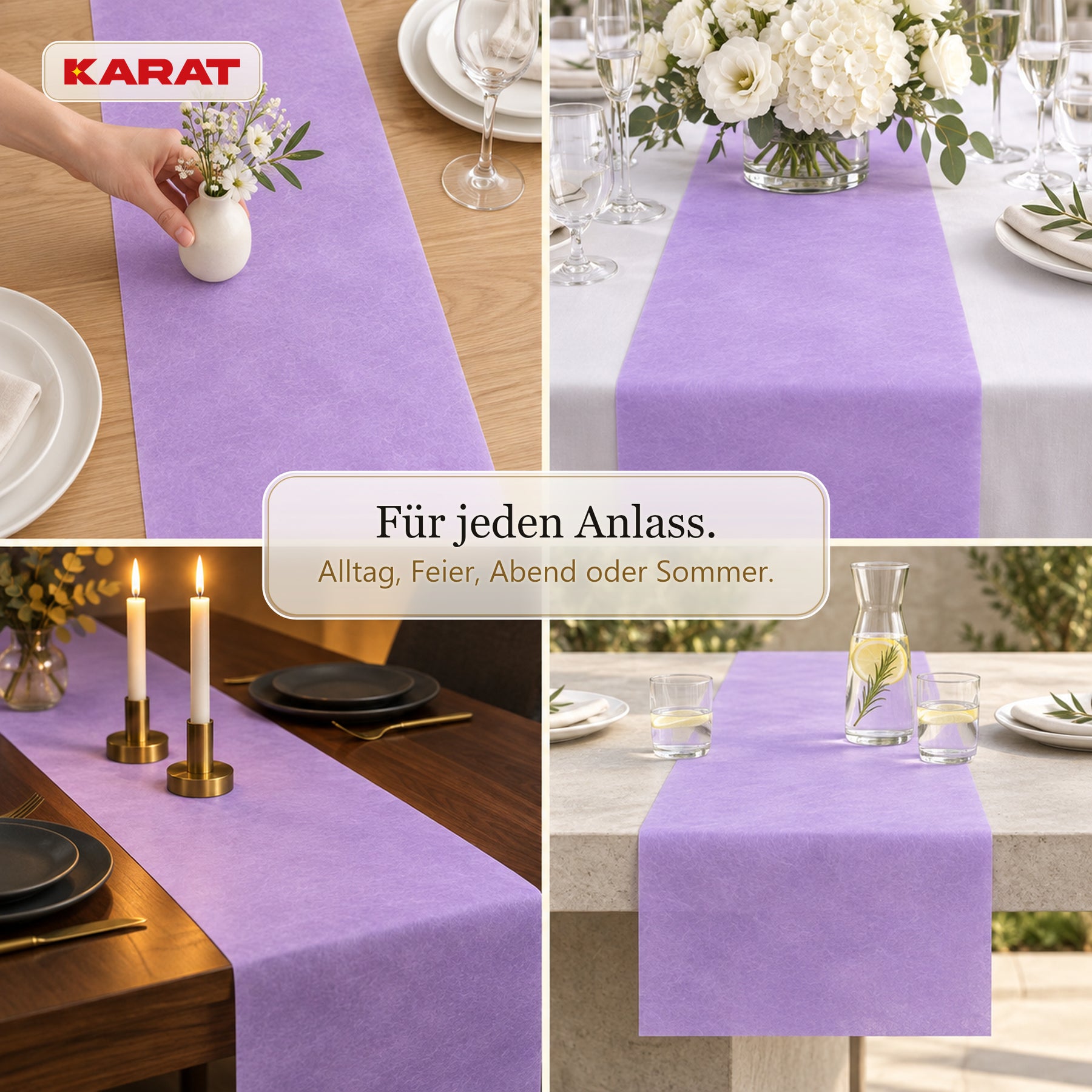 Tischläufer | Grace | Mattes Dekovlies aus PET-Fasern | 30 cm x 25 m Rolle | 16 Farben