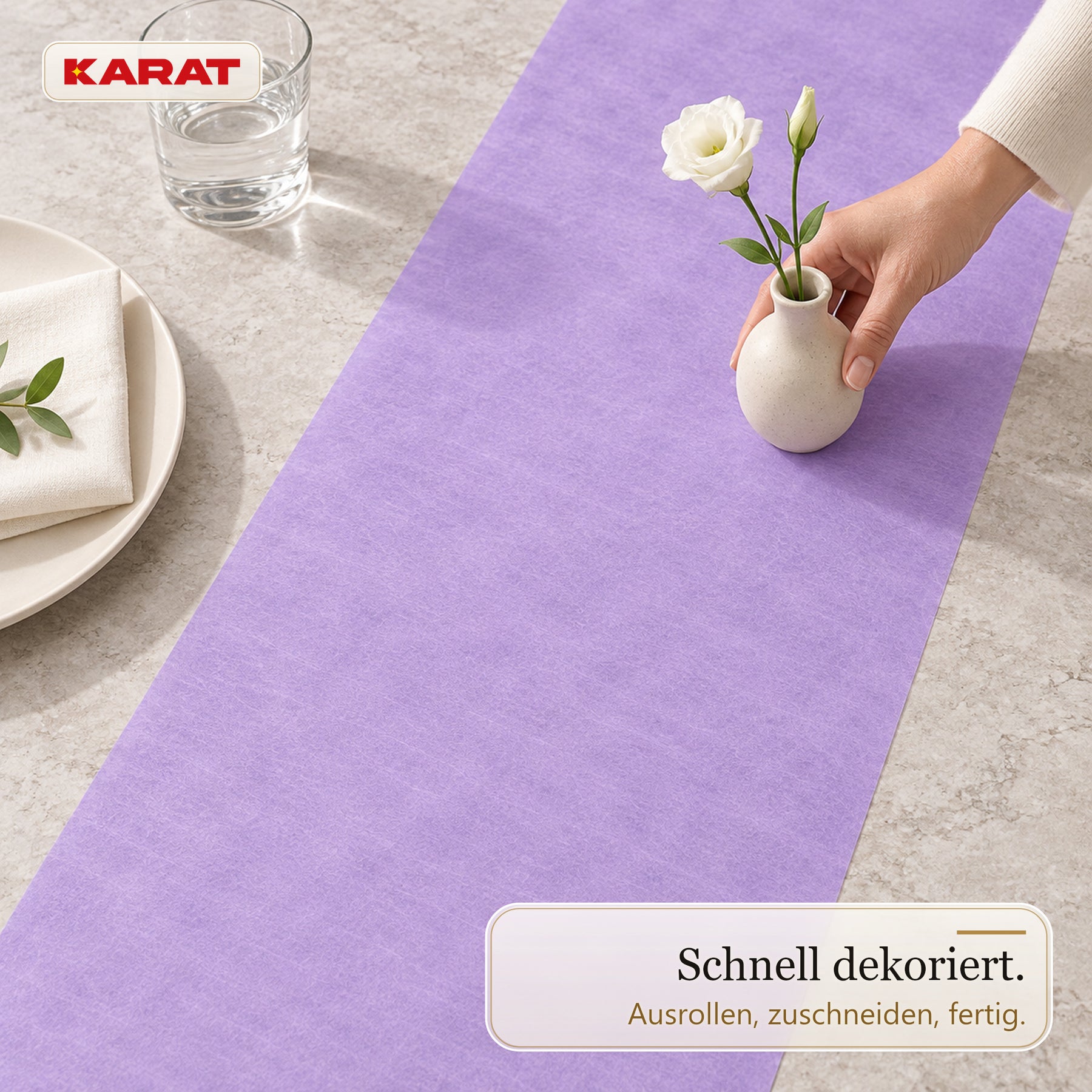 Tischläufer | Grace | Mattes Dekovlies aus PET-Fasern | 30 cm x 25 m Rolle | 16 Farben