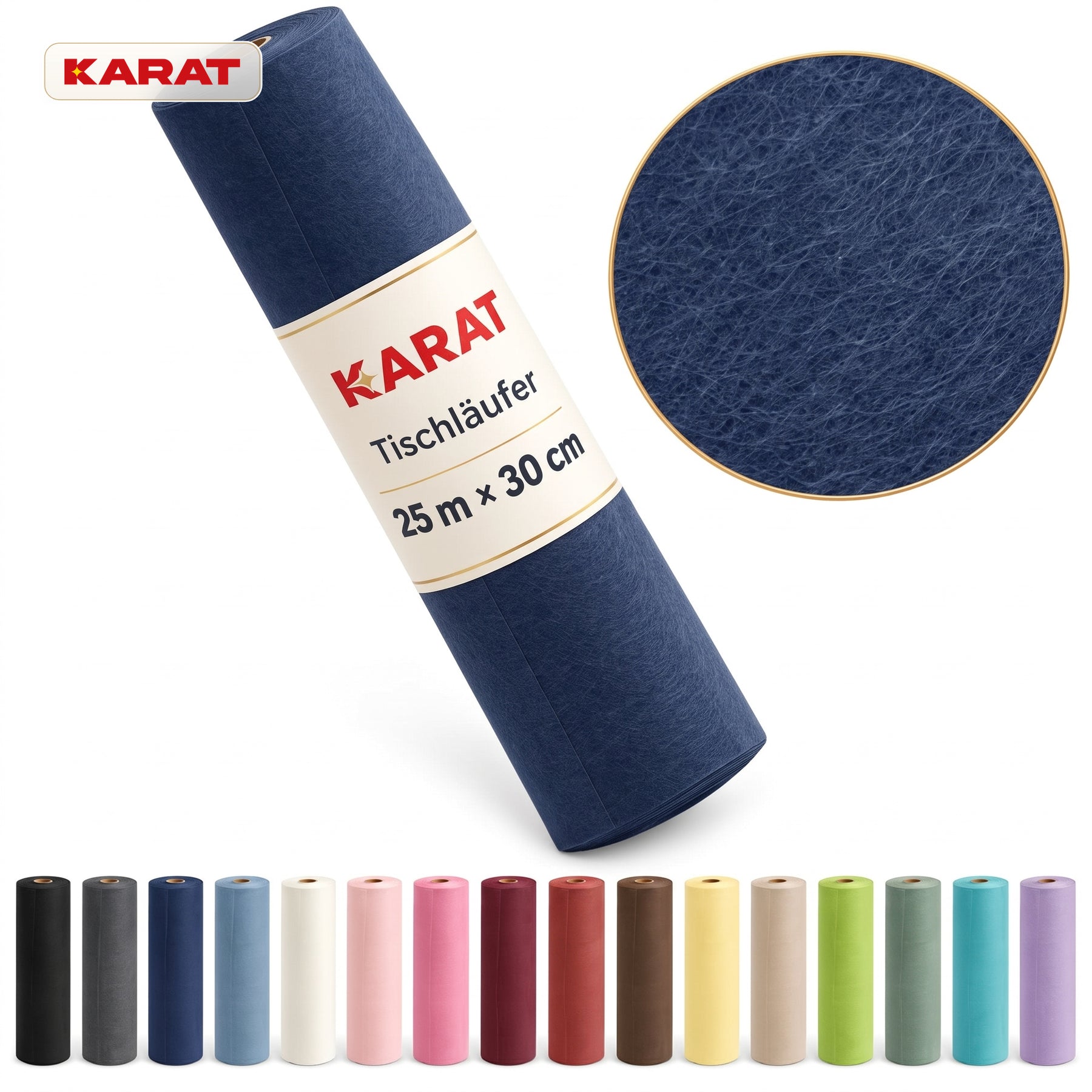 Tischläufer | Grace | Mattes Dekovlies aus PET-Fasern | 30 cm x 25 m Rolle | 16 Farben