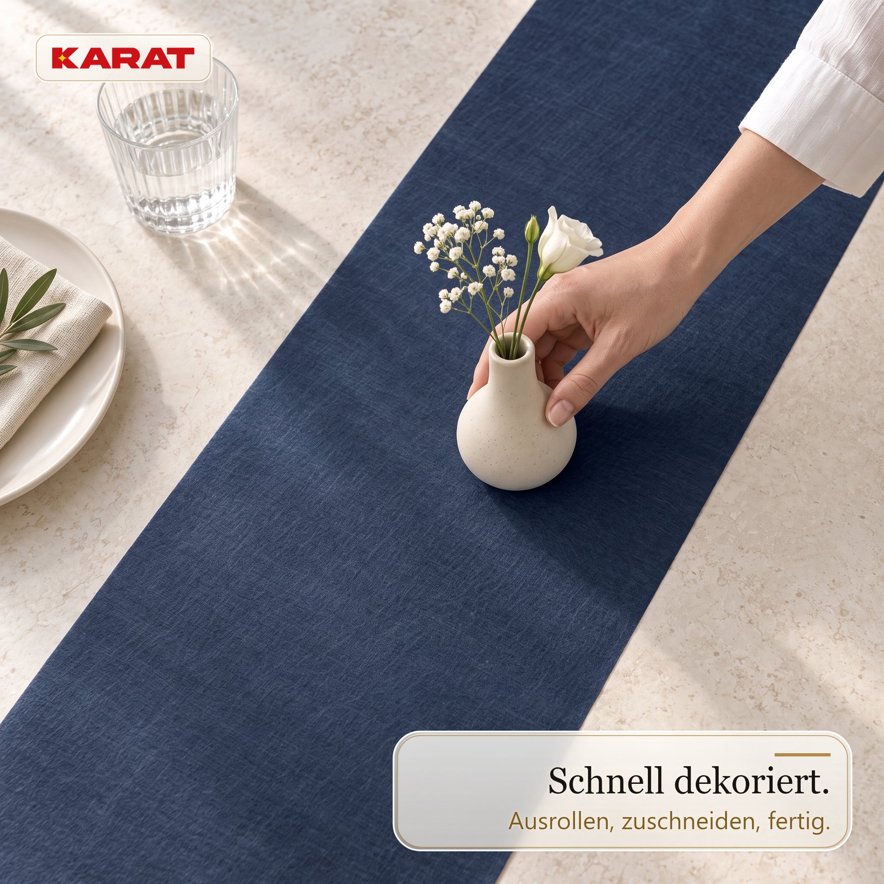 Tischläufer | Grace | Mattes Dekovlies aus PET-Fasern | 30 cm x 25 m Rolle | 16 Farben