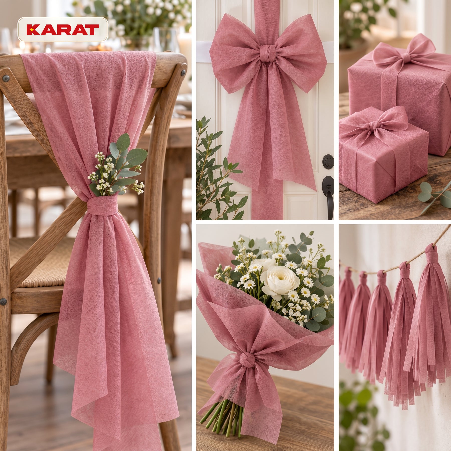 Tischläufer | Grace | Mattes Dekovlies aus PET-Fasern | 30 cm x 25 m Rolle | 16 Farben