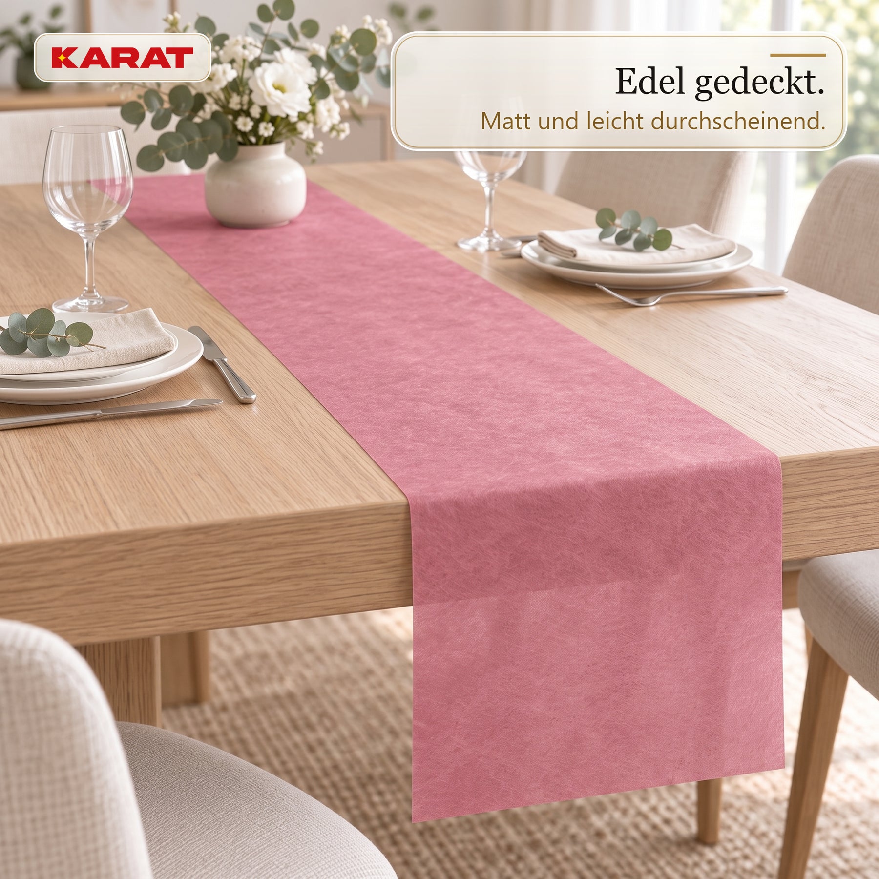 Tischläufer | Grace | Mattes Dekovlies aus PET-Fasern | 30 cm x 25 m Rolle | 16 Farben