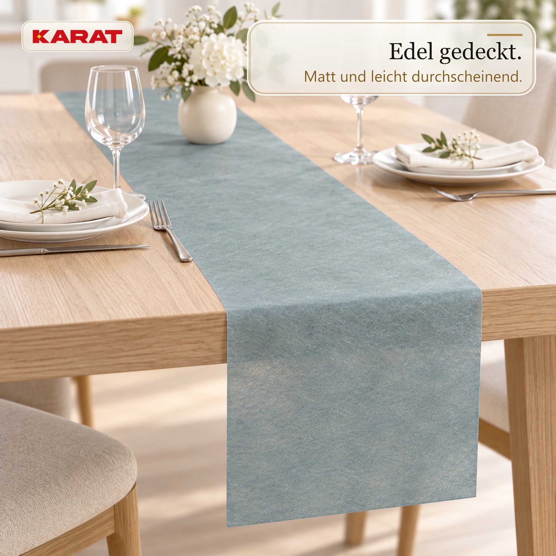 Tischläufer | Grace | Mattes Dekovlies aus PET-Fasern | 30 cm x 25 m Rolle | 16 Farben
