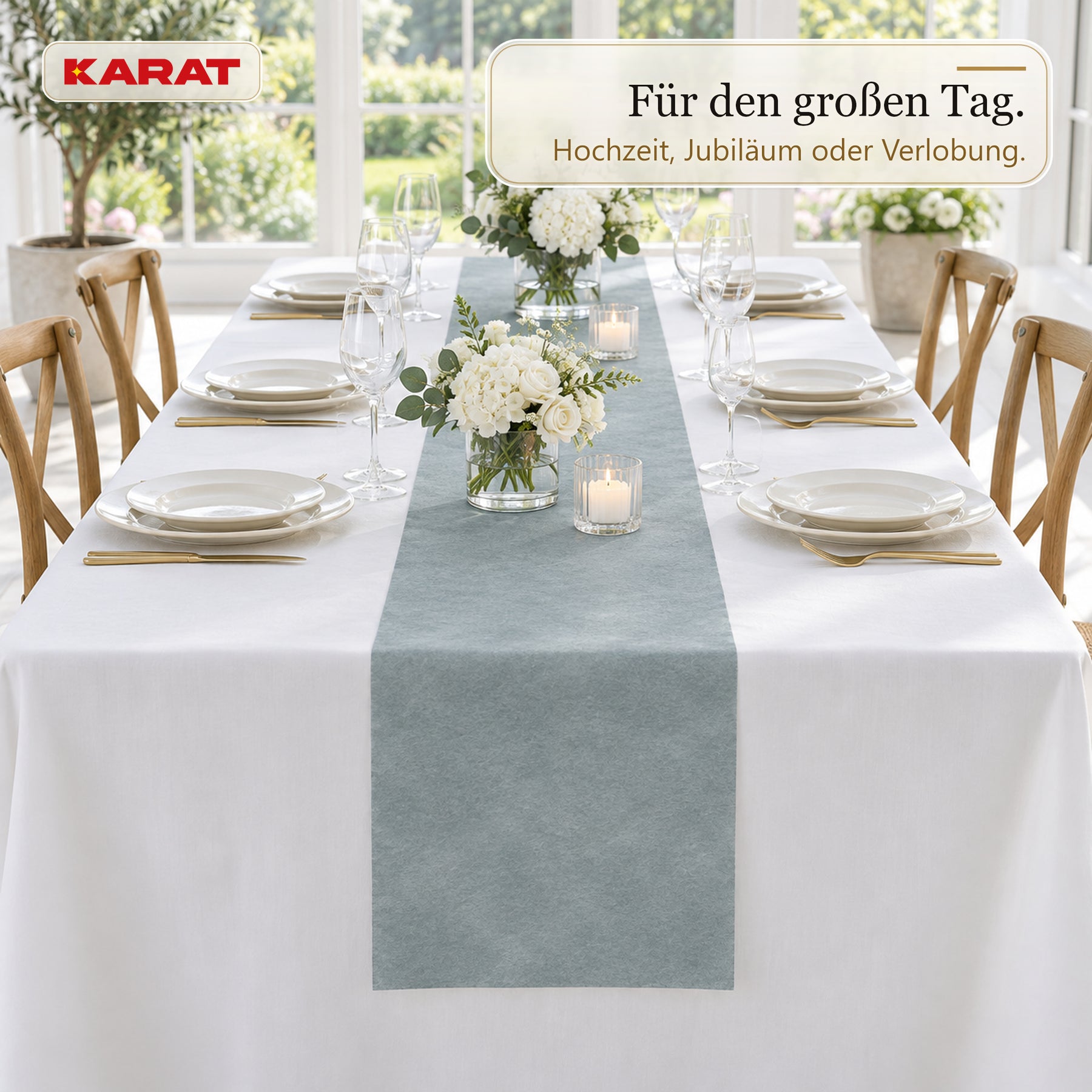 Tischläufer | Grace | Mattes Dekovlies aus PET-Fasern | 30 cm x 25 m Rolle | 16 Farben
