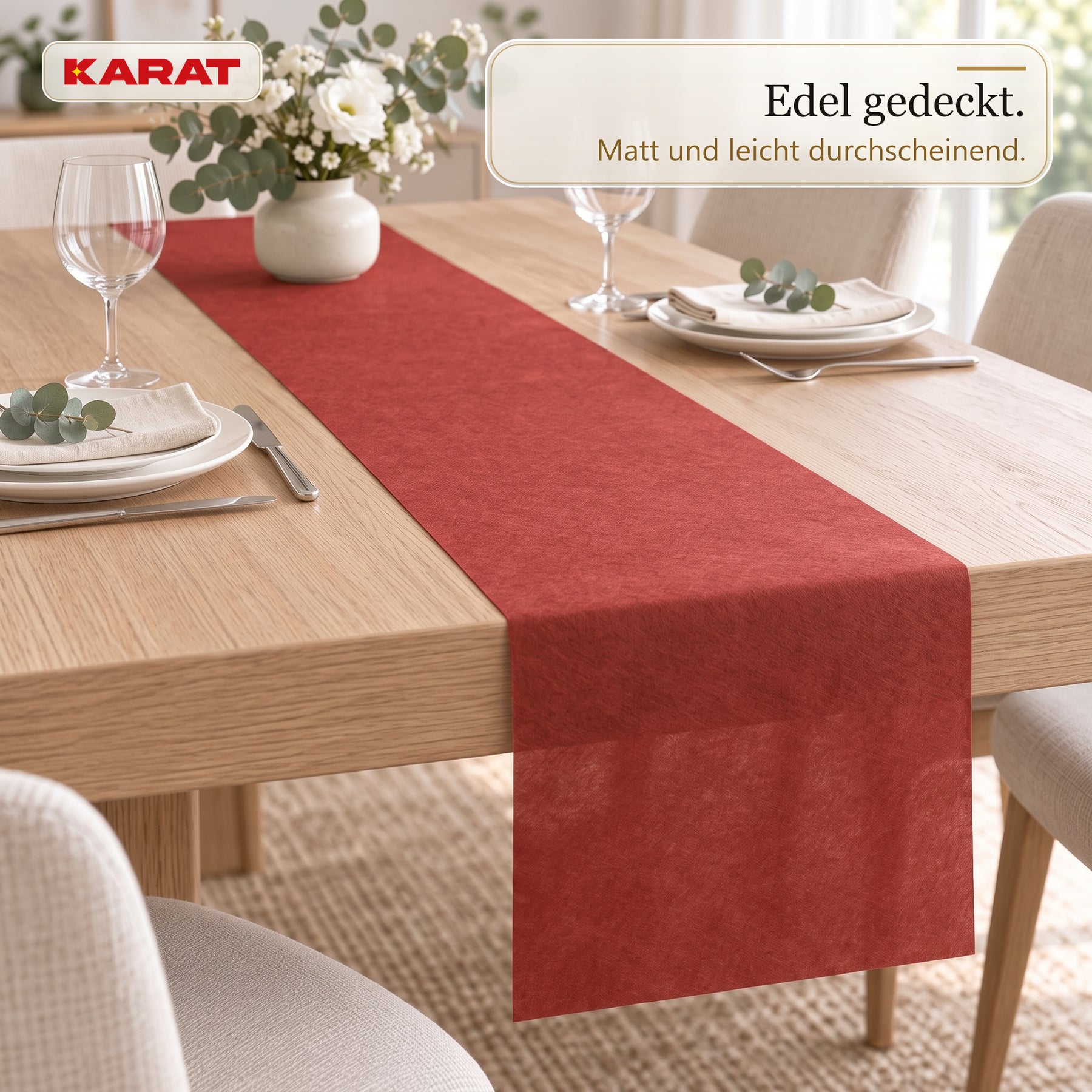 Tischläufer | Grace | Mattes Dekovlies aus PET-Fasern | 30 cm x 25 m Rolle | 16 Farben