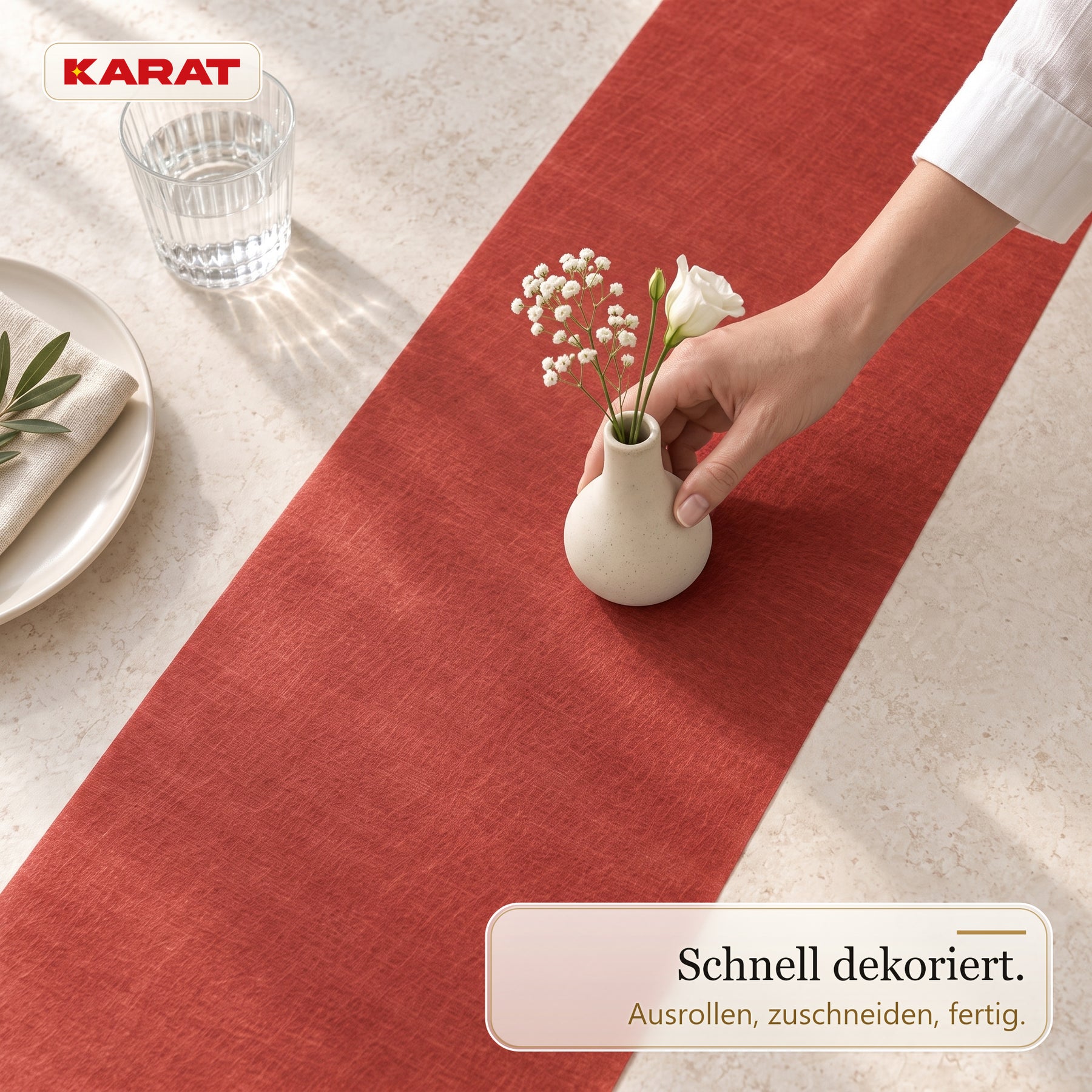 Tischläufer | Grace | Mattes Dekovlies aus PET-Fasern | 30 cm x 25 m Rolle | 16 Farben