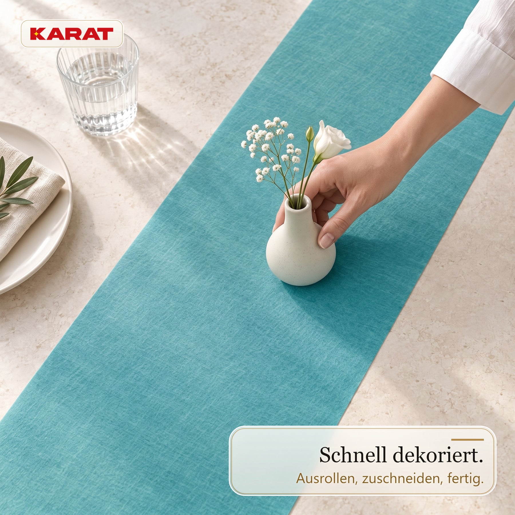 Tischläufer | Grace | Mattes Dekovlies aus PET-Fasern | 30 cm x 25 m Rolle | 16 Farben