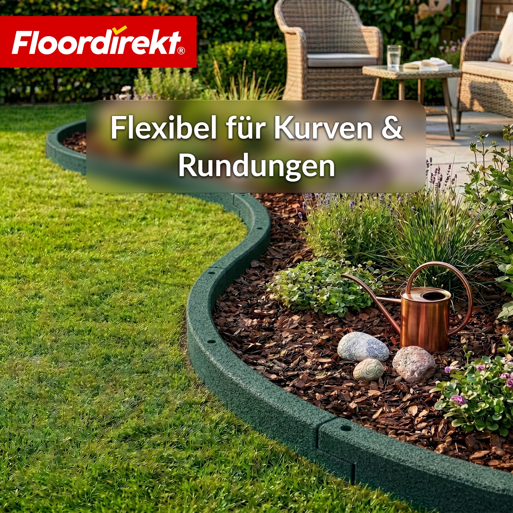 Gummi Randstein | Flexible Rasenkante & Beeteinfassung aus recyceltem Gummi für Garten, Wege & Terrasse