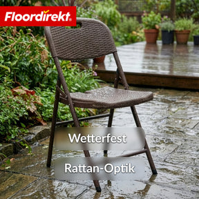 Klappstuhl 2er Set | Niigata | Brauner Gartenstuhl klappbar in Rattan-Optik