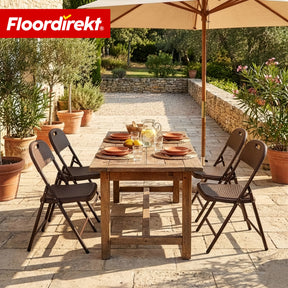 Klappstuhl 2er Set | Niigata | Brauner Gartenstuhl klappbar in Rattan-Optik